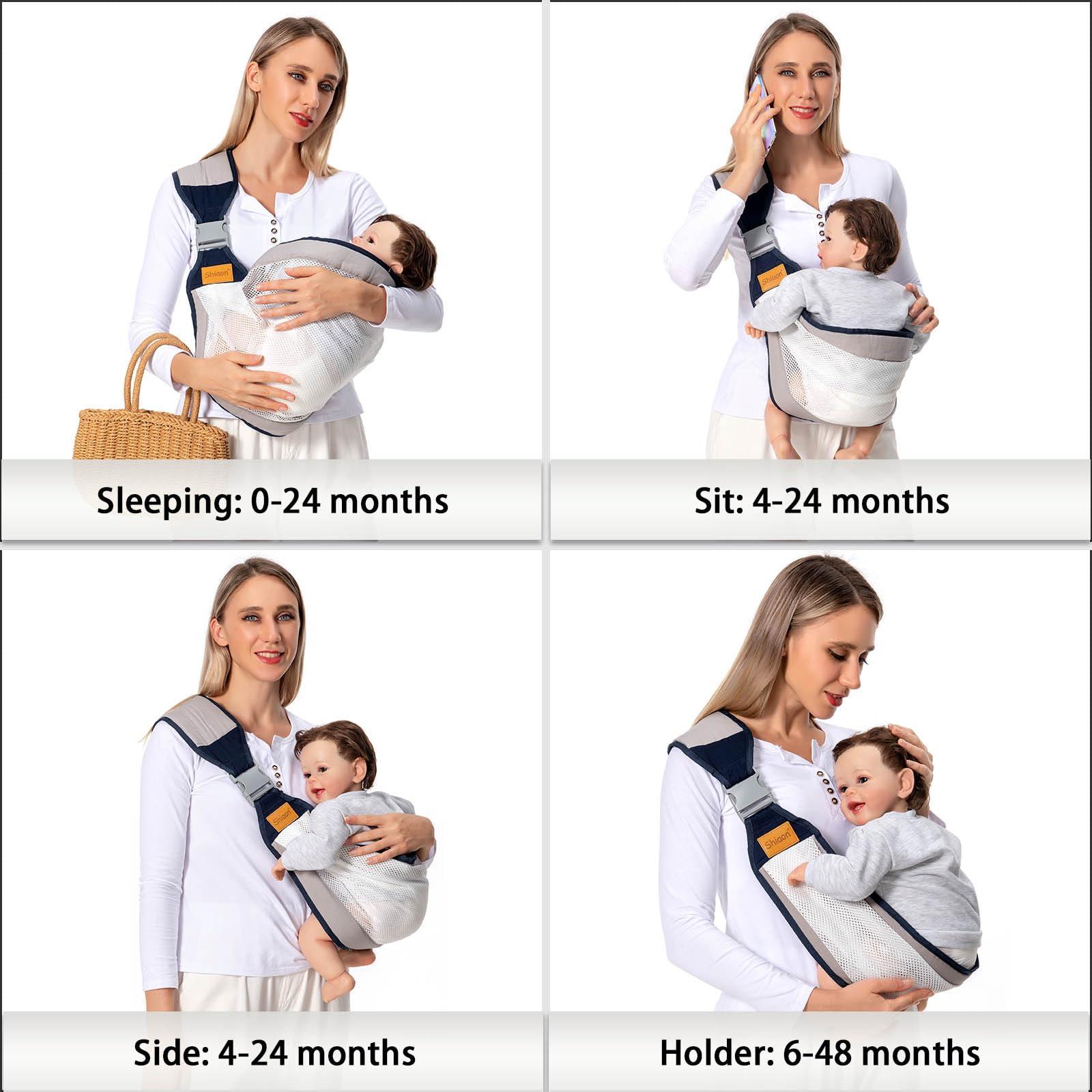 Shiaon Shiaon Baby Sling Carrier Newborn to Toddler, Adjustable Easy Baby Carrier, Baby Wrap Sling, Baby Hip Seat Carrier for Toddler Sling, Baby Holder Carrier, Nursing Sling, Carrying 7-45 lbs, Purple