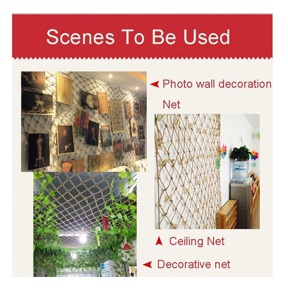 yangjie Hemp Rope Net Safety Net for Railing Balcony Decor Net Kids Stair Protective Net Birds Rope Net Cargo Net Pets Child Safety Netting for Balcony Garden Netting Dia 6mm (Size : 2x2m(6.56X6.56ft))
