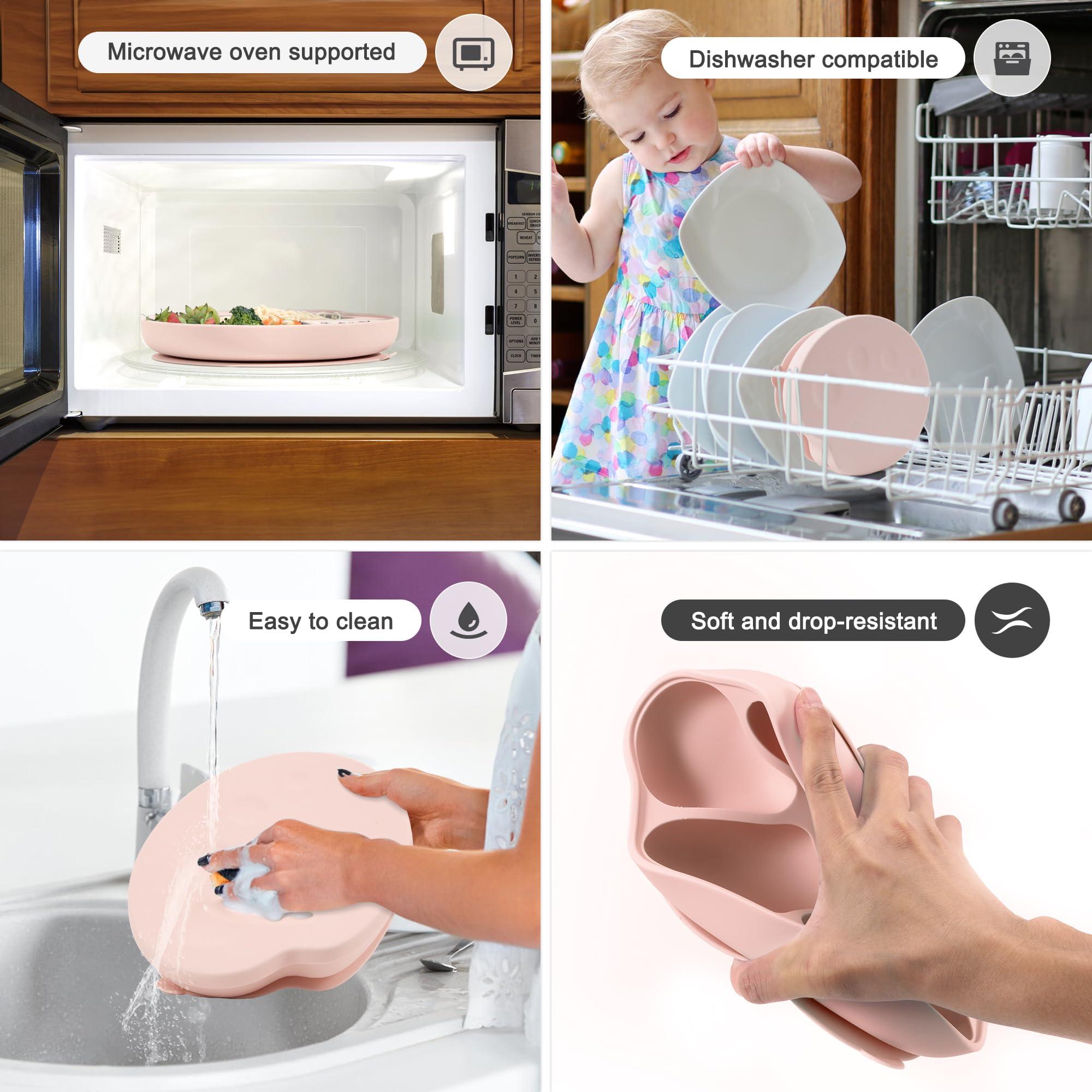 Li & Zhao Li&Zhao Baby Bowls with Suction - Suction Plates for Toddlers Toddler Plate Baby Plate Divided Design Kids Plates Baby Suction Plate with Lids Microwave & Dishwasher
