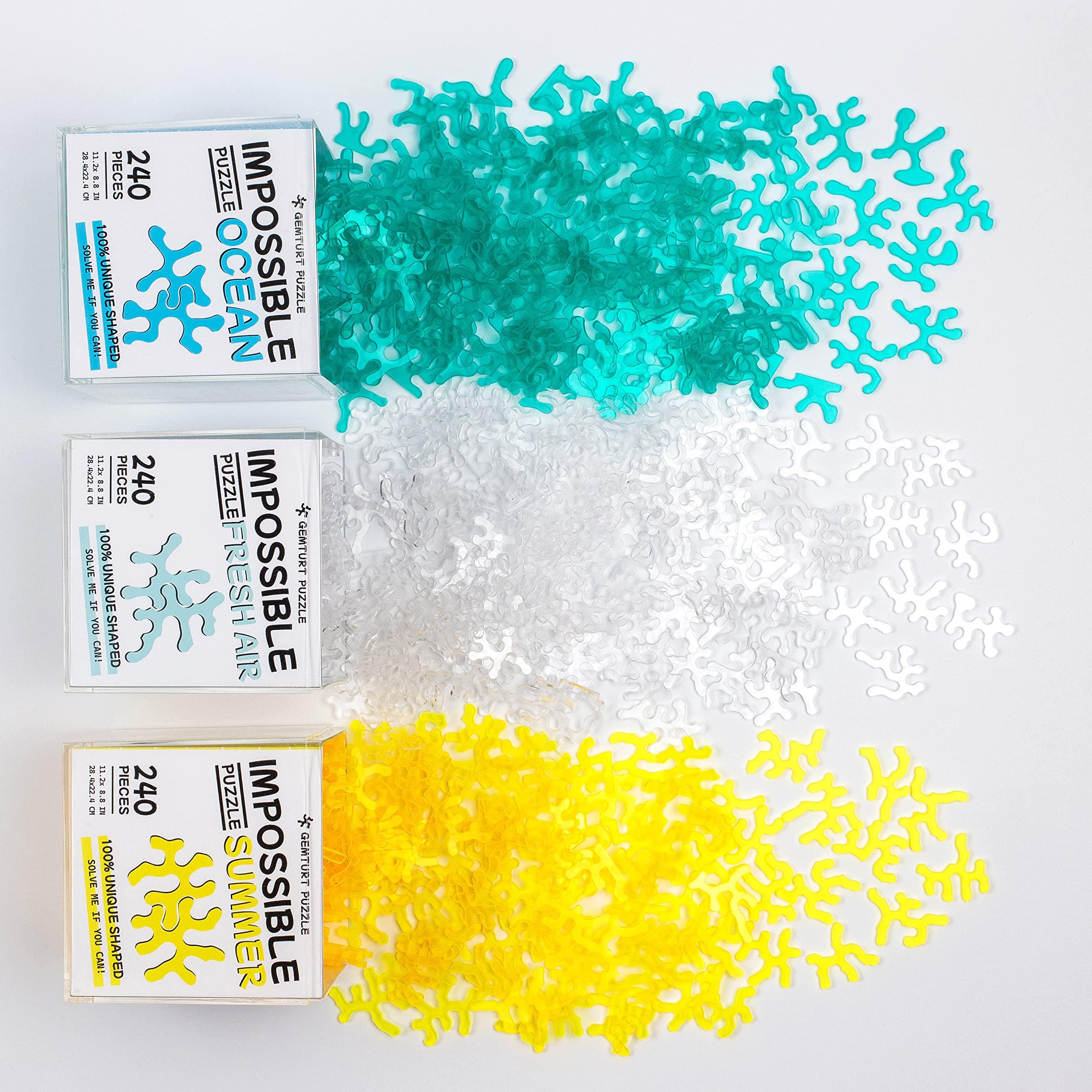 GEMTURT PUZZLE Impossible Fresh Air - Unique Jigsaw Puzzle - Blue Transparent Acrylic 240 Pieces Non-Repeat Shape - Difficult Puzzle for Adults - Clear Hard Interest Puzzle by GEMTURT (Fresh Air 240 Pieces)