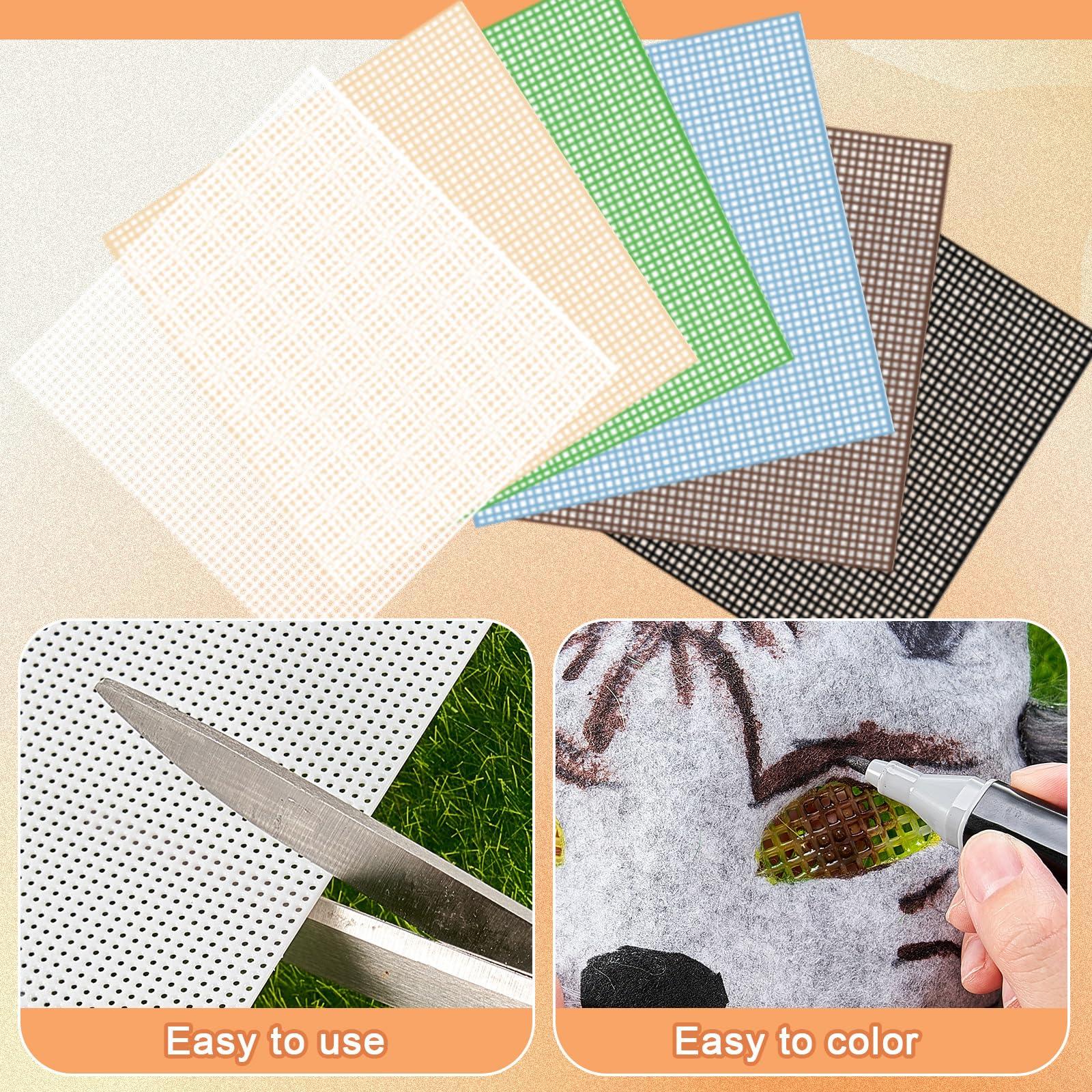 Seenelling Seenelling 33 Pcs DIY Therian Mask Material Kit Including Felt Fabric Sheet Faux Fur Strips and Plastic Eye Mesh Sheets (No Mask) (Multicolor)