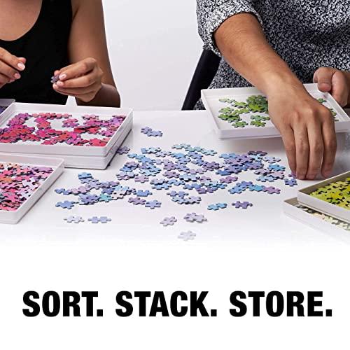 TIDYBOSS 2PK Tidyboss Puzzle Sorting Trays with Lid | Portable Jigsaw Puzzle Accessories Neutral Background Makes Pieces Stand Out Better | Black + White