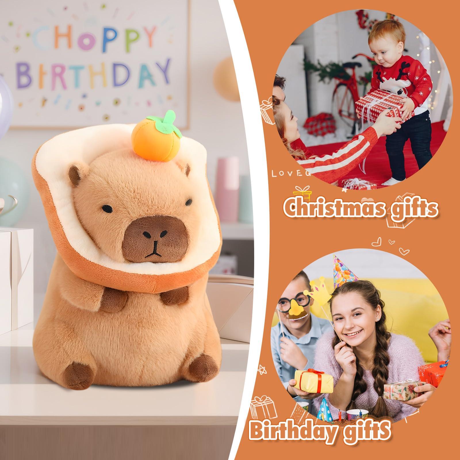 NXNYNZ NXNYNZ Cute Capybara Plush Pillow with Bread Kawaii Soft Orange Capybara Stuffed Aniamls Capybara Plush Toys Hugging Gifts Kids Girls Boys 12 inch