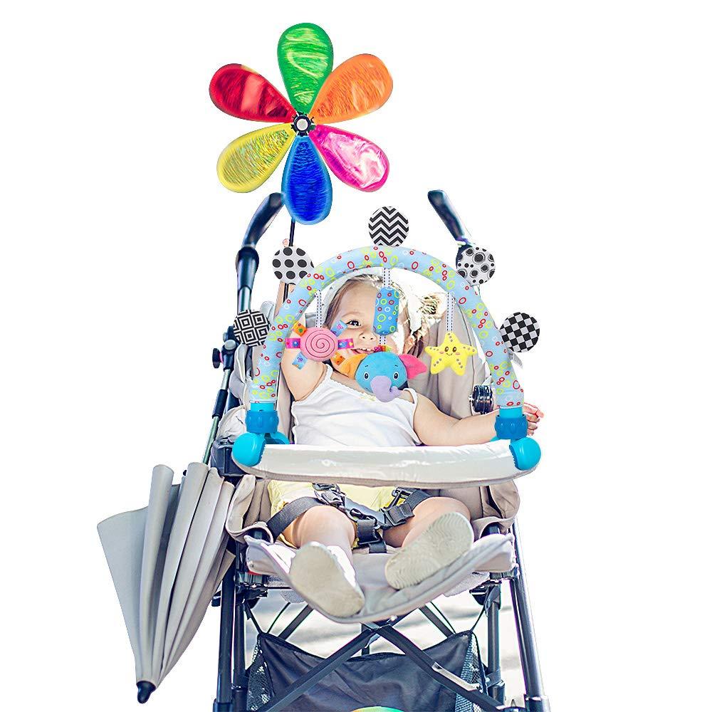 Caterbee Travel Arch Bassinet Mobile Toys for Infant & Toddlers,Clip on Stroller Toy Crib Accessory & Pram Activity Bar Toy for Indoor and Outdoor (Elephant)