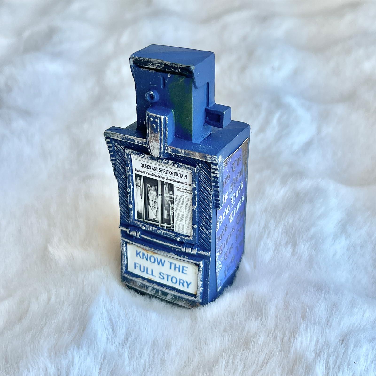 Generic Miniature American Payphone in 1:12 Scale, Mini Vintage Style Phone Booth Mailbox Model Decoration, Suitable for Collection and Scene Building Mini Dollhouse Furniture Accessories (Newspaper Box A)