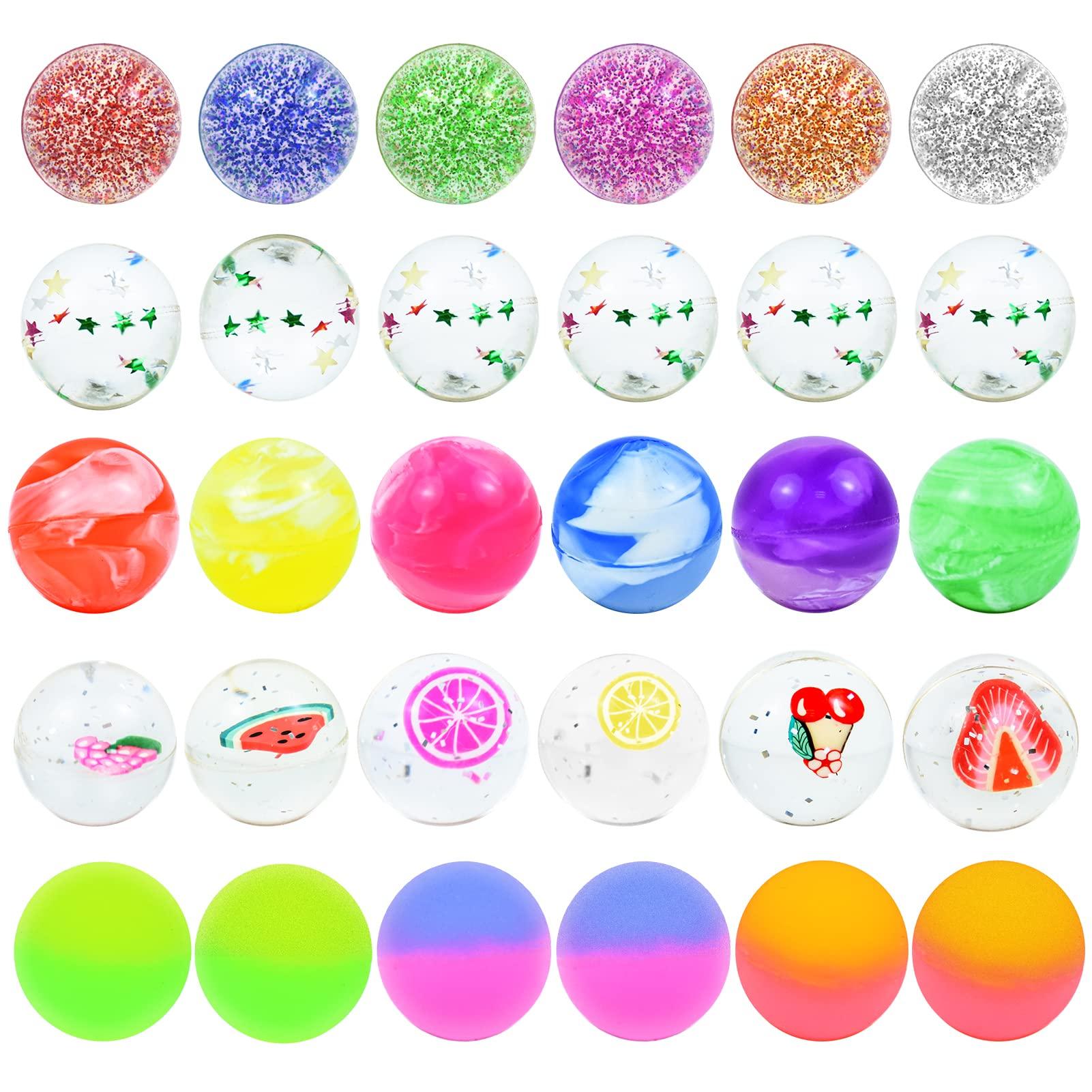 Mofuiry 30Pcs Small Bouncy Balls for Kids, 1 inch Rubber Bouncy Balls Bulk Small Rubber Balls Mini Bouncing Ball 25mm Assorted High Bounce Rubber Ball for Birthday Party Favors Bag Fillers Halloween Prizes