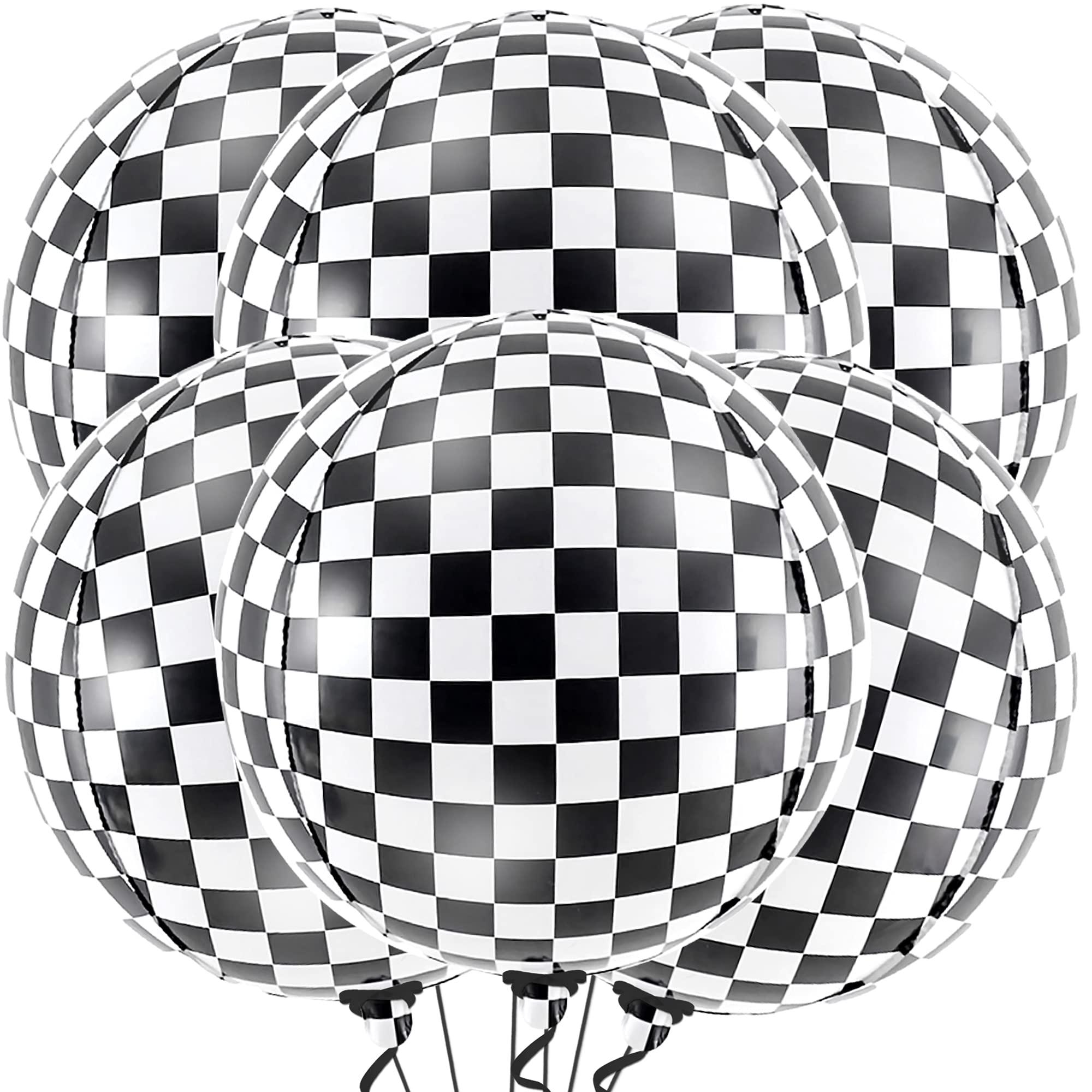 KatchOn Black and White Checkered Balloons - 22 Inch with Big Two Fast Balloons - 40 Inch, 2 Number Balloon | Checkered Flag Balloons, Race Car Birthday Party Supplies | Number 2, Two Fast Party Decorations