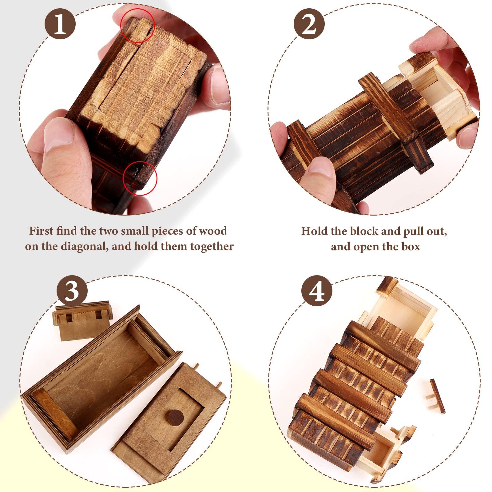 Oppaxf Puzzle Box 3 Pack Wooden Secret Puzzle Box with Hidden Compartment 3D Brain Teaser Magic Drawers Secret Magic Box Wooden Box Puzzle Case Difficult Puzzle Box Gift Card Puzzle Box for Adults and Kids