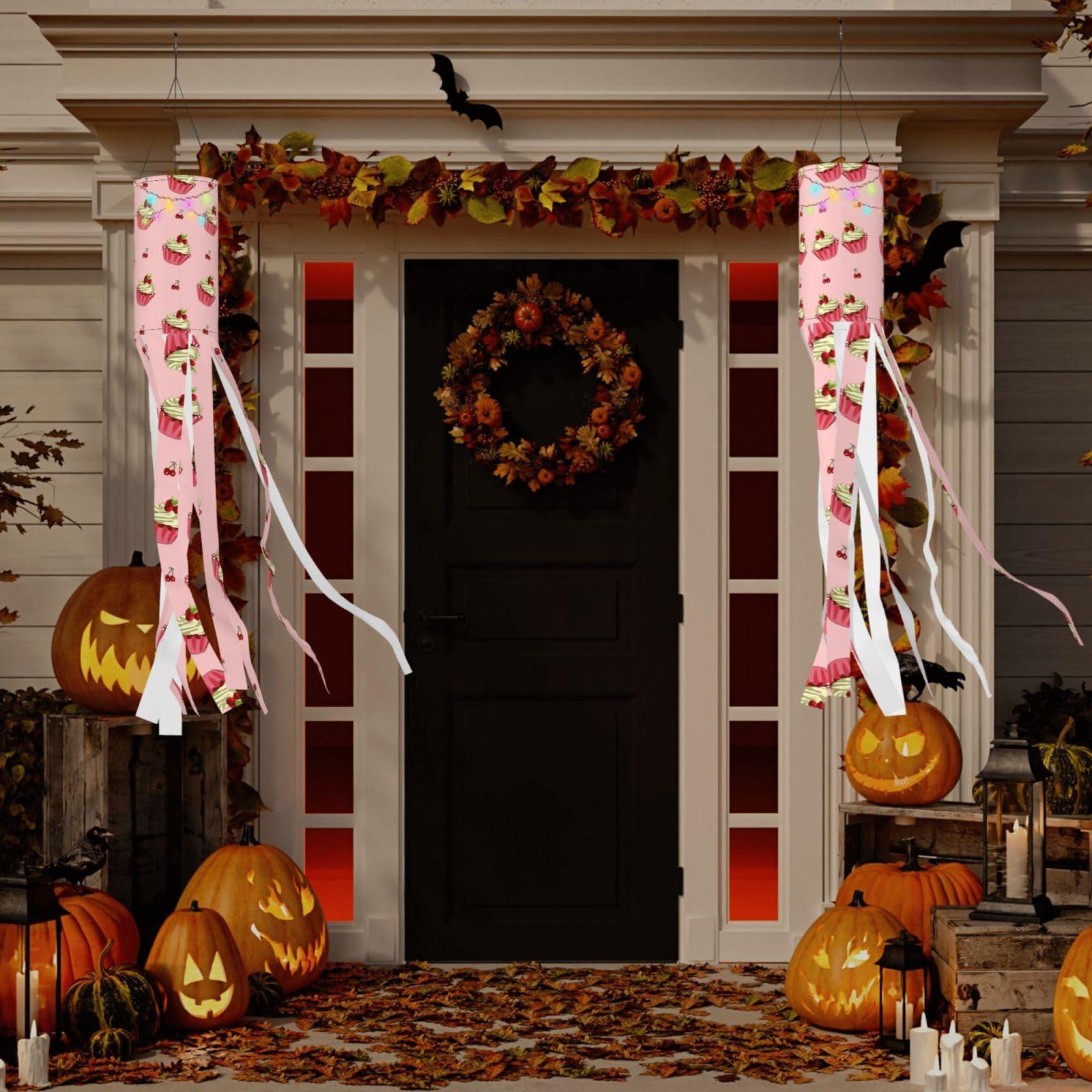 SamLng Cherry Cake Halloween Windsock - Print Decorations for Yard, Patio, and Garden - Perfect for Christmas, and Holiday