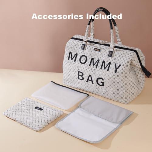 SUNVENO SUNVENO Diaper Bag Women Travel Bag Mommy Bag Weekender Bags Large Capacity duffle Bag, White
