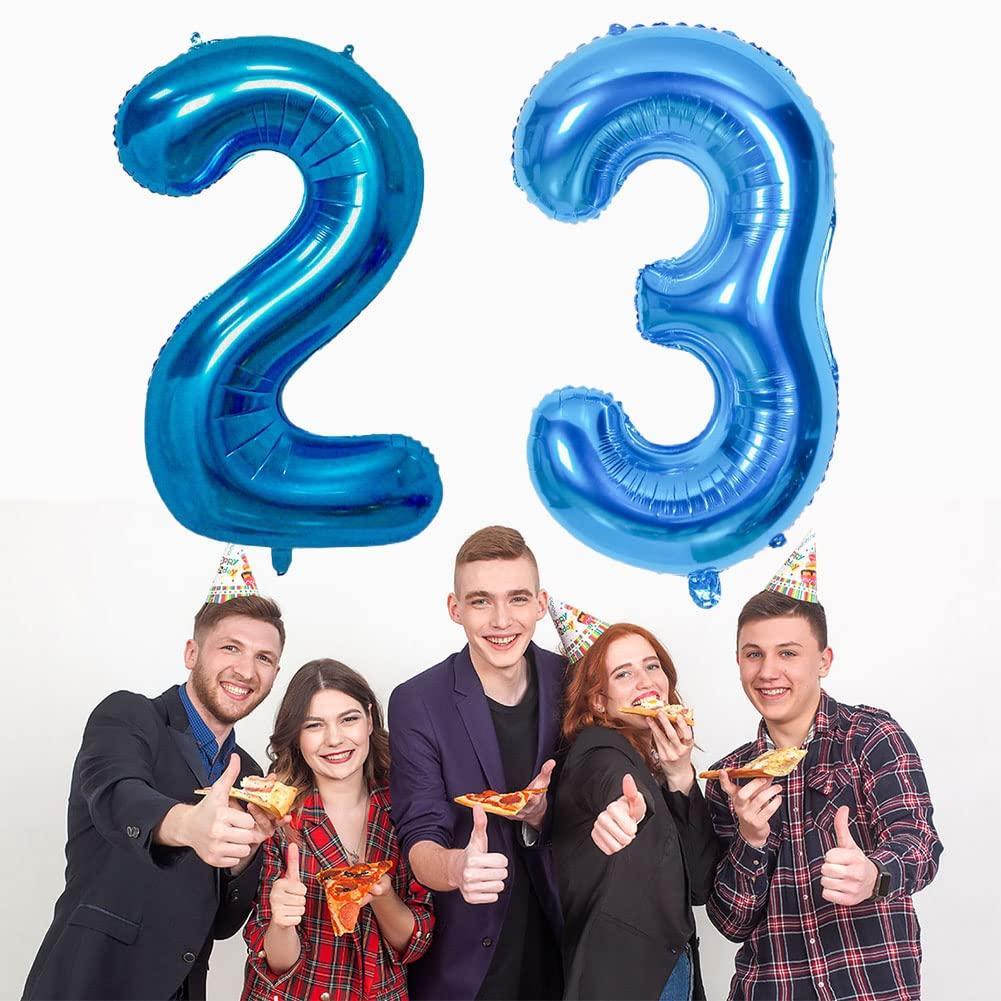 Shikuer Number 23 Balloons 32 inch Digital Balloon Alphabet 23th Birthday Balloons Digit 23 Helium Balloons Big Balloons for Birthday Party Supplies Wedding Bachelorette Bridal Shower, Blue Number 23