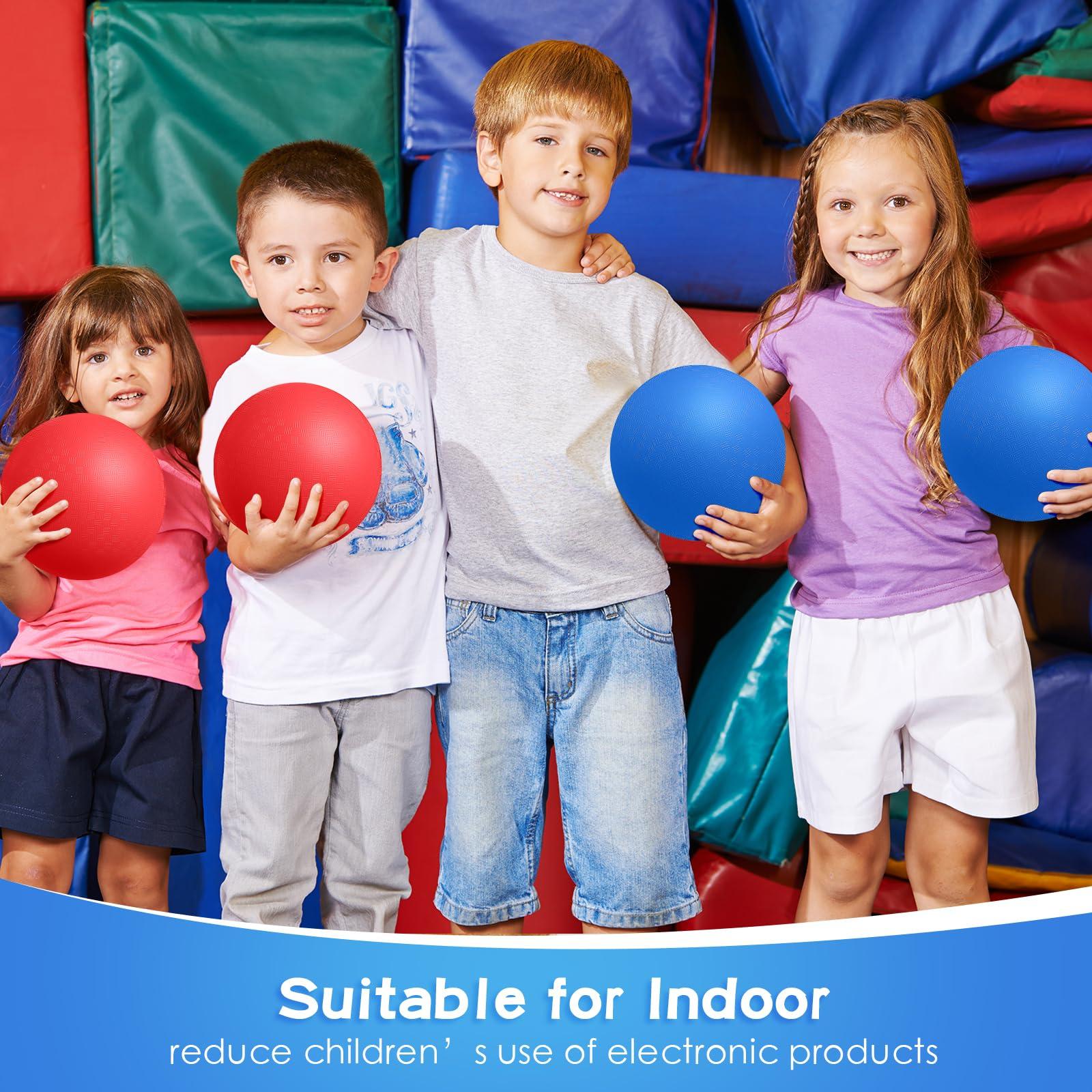 Honoson Honoson 12 Pcs 8.5 Inch Playground Ball Bulk Inflatable Kickballs Bouncy Dodgeball for Kids and Adults, Handball with Air Pump for Ball Games, Gym, Outdoor, School(Red and Blue)