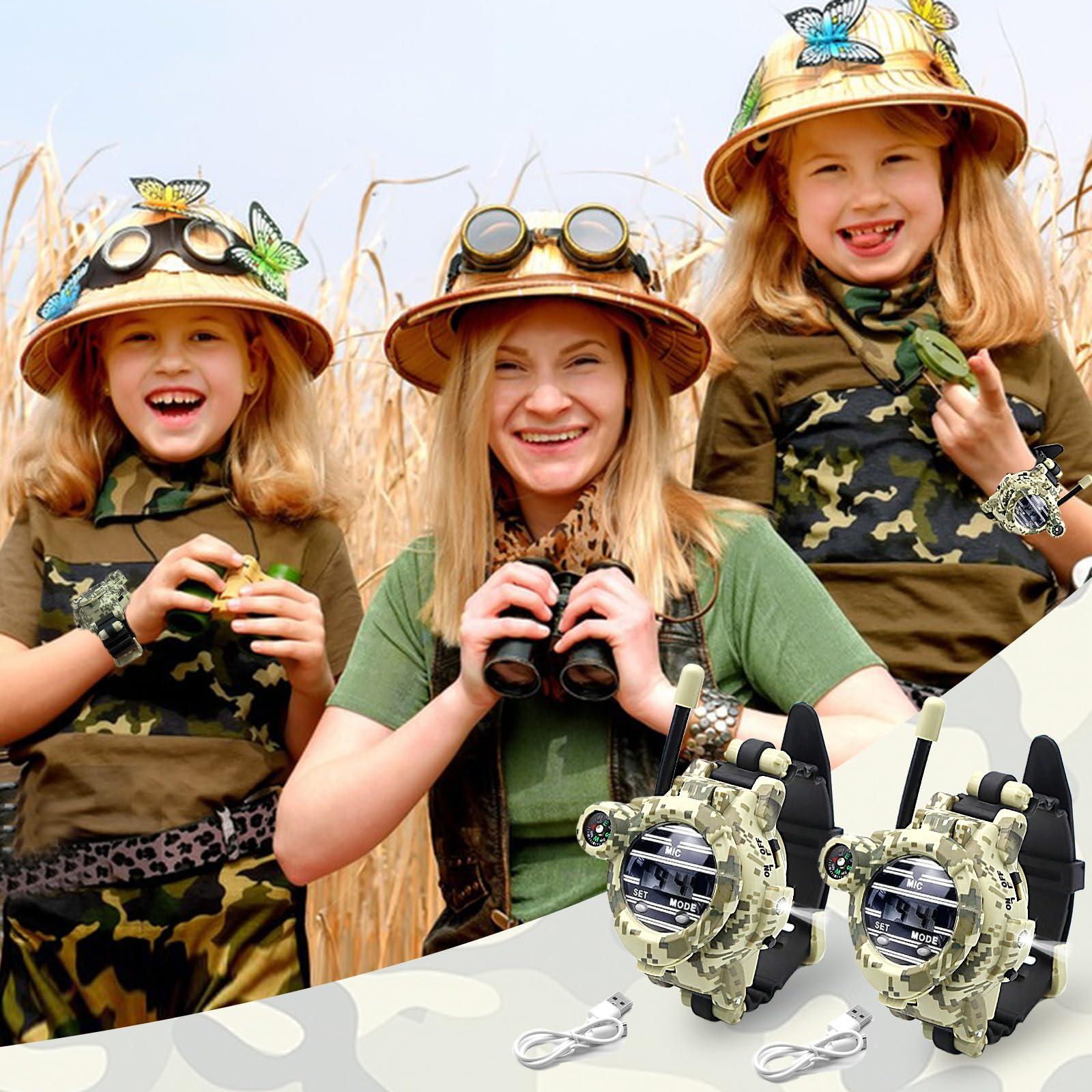 sportsvoutdoors Walkie Talkies Watch Rechargeable, Spy Watch Army Toys for Kids, 7 in 1 Digital Watch Walkie Talkies, Two-Way Long Range Radios with Flashlight, Cool Spy Gadgets for Boy Girls Outdoor Game