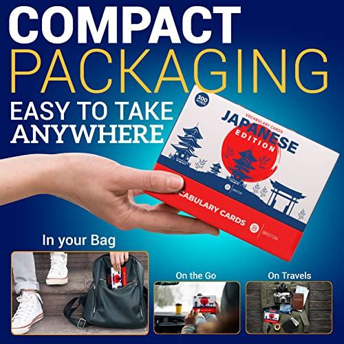 Briston Japanese Vocabulary 300 Flash Cards - Beginner Vocab with Pictures - Memory & Sight Words - Educational Language Learning - Game Like Play - Kids, Grade School, Classroom, Homeschool - 2023 Edition