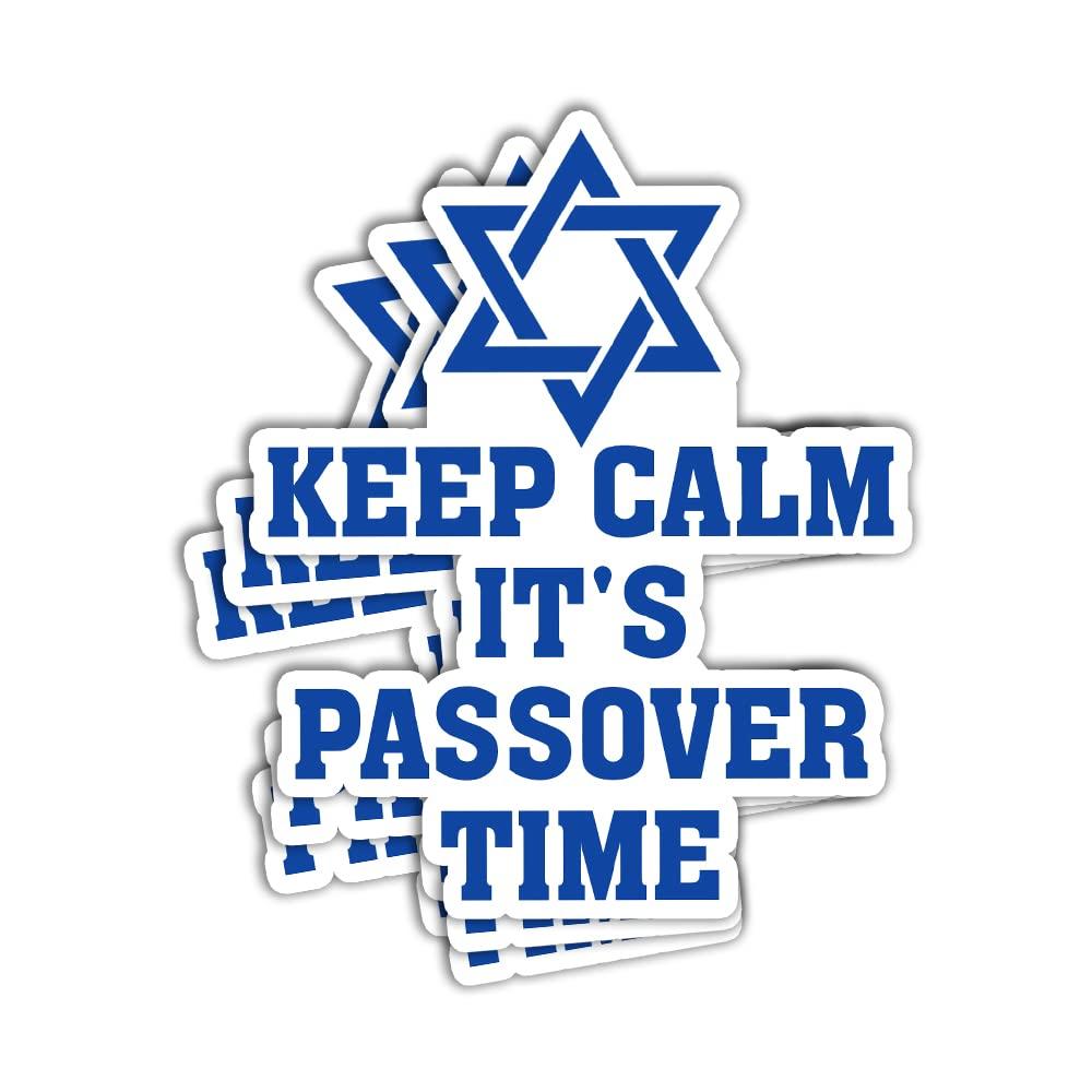 TOPIMOON TOPIMOON (3Pcs/Pack) Keep Calm It\'s Passover Time Sticker Passover Sticker Jews Jewish Sticker Pesa Pesach Sticker Judaism Sticker Israel Hebrew Sticker Gift Decoration Graphic Helmet Bumper- 3\"x4\"