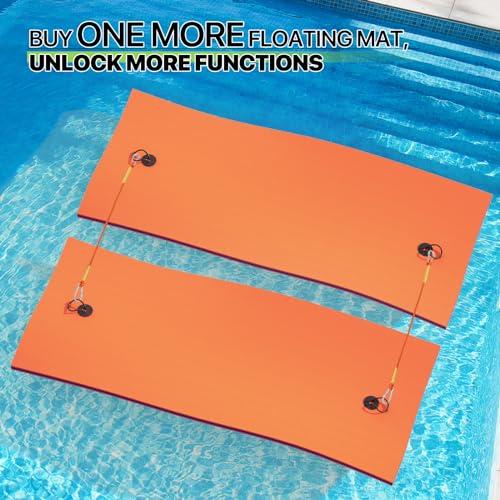 Magshion Magshion Lake Float for Adults 7x3 Ft XPE Foam Water Floating Pad for Beach, Ocean, Lake and Boating, High Density Float Pad with Elastic Cord and Storage Straps, Orange