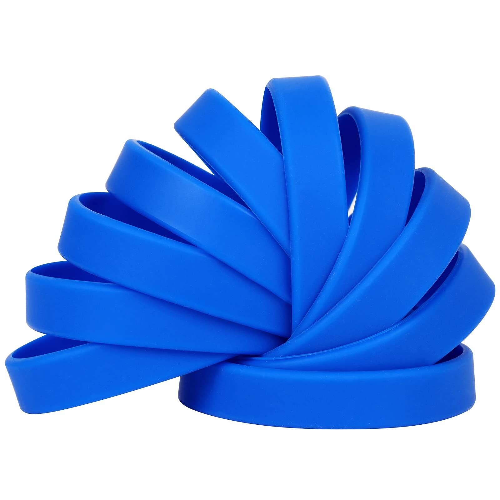 LVNRIDS Solid Color 100 Silicone Wristbands Rubber Bracelets for Children, 7 inch Wholesale Sports Rubber Elastic Wristband Bracelet Bulk Gifts for Teacher Supplies Party Decorations Blue
