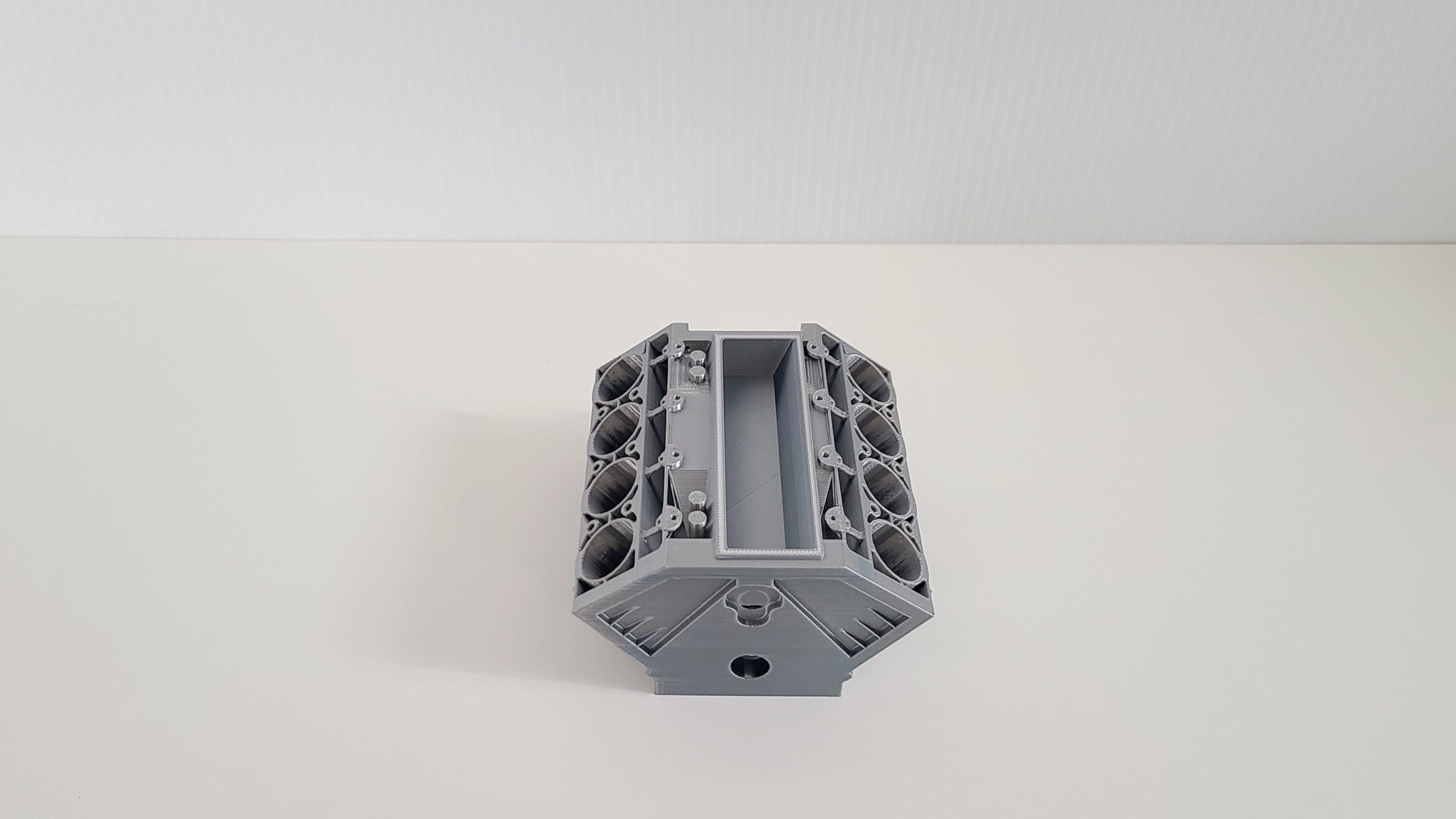 Generic V8 Business Card Holder Desk, Office Desk Accessories For Men, Desk Decor For Men Mechanic Gift For Men, Car Accessories For Men, Mini V8 Engine, V8 Engine Model Kit (Shiny Silver)