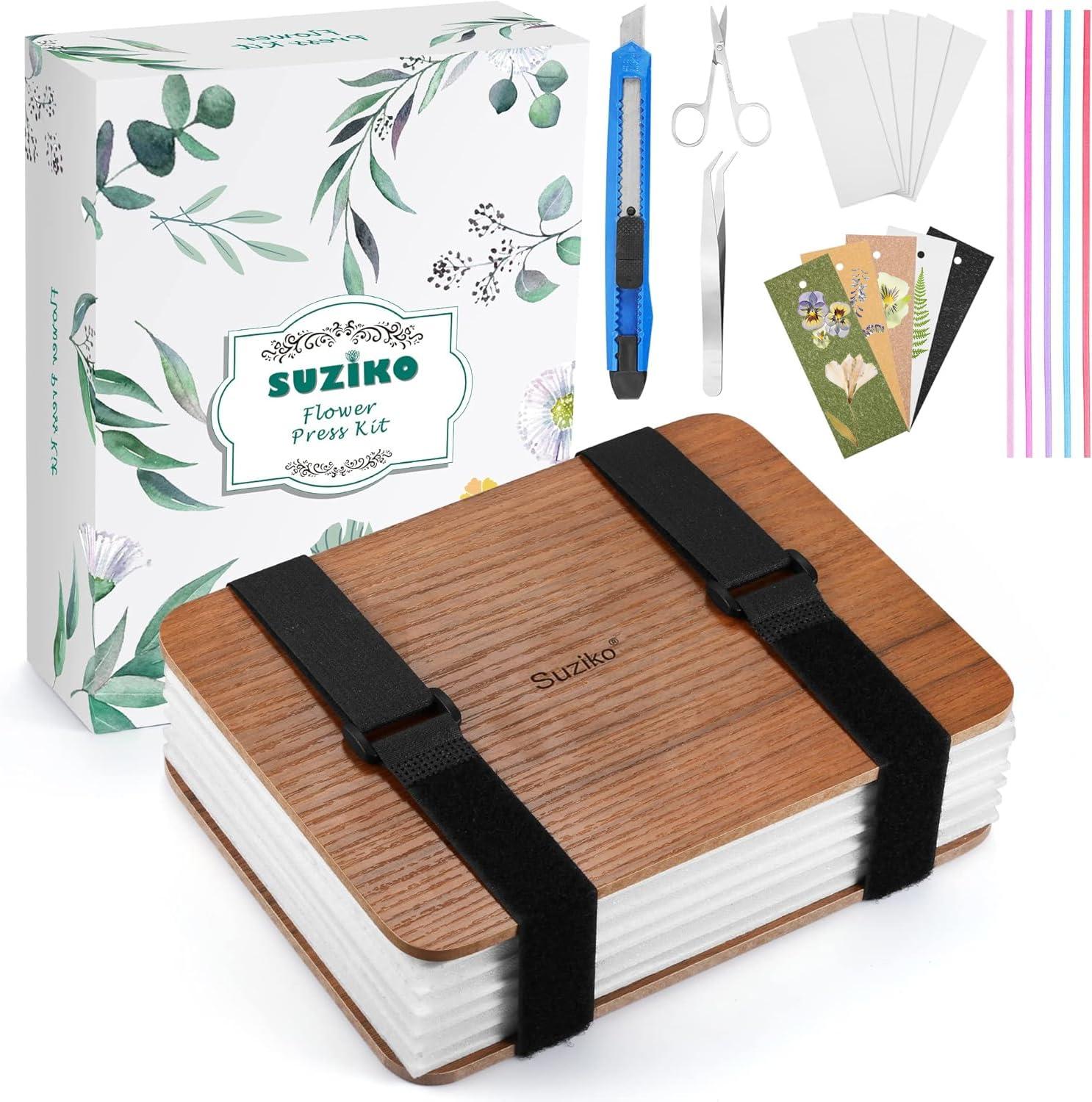 Suziko Suziko Professional Flower Press Kit 6 Layers 6.3 x 8.3 inch Flower Press Kit, Brown,Flower Pressing Kit for Adults Kids, Great Gift for Lover