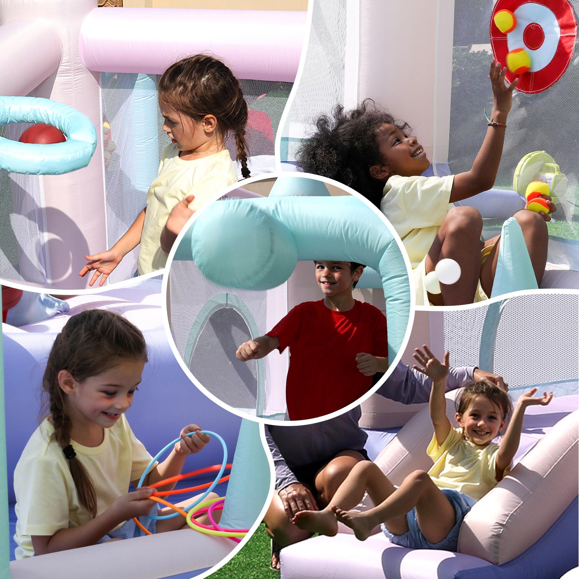 INFLATEFLY INFLATEFLY Bounce House Inflatable Slide Kids Bouncy Castle with Ball Pit,Dreamy Jumper with Air Blower for Wet and Dry