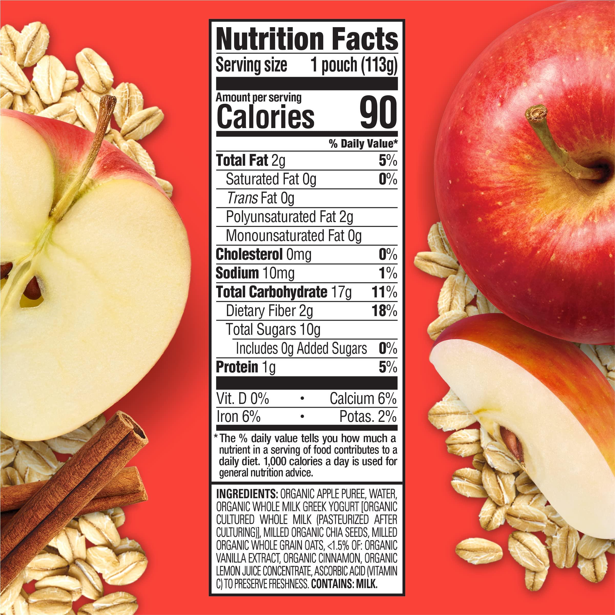 HAPPYTOT Happy Tot Organics Stage 4 Baby Food Pouches, Gluten Free, Super Morning Fruit & Oat Blend, Apple, Cinnamon, Yogurt, Oats & Chia, 4 Oz (Pack of 8)