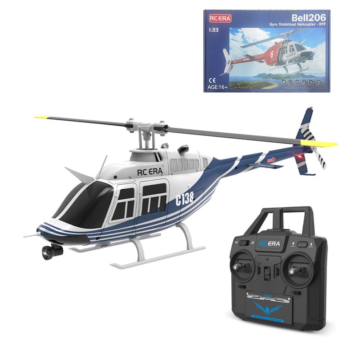 URFunModel URFunModel 1/33 206 RC Helicopter for Adults, 2.4G 6CH Remote Control Helicopter with Optical Flow Positioning, RC Aircraft RC Airplane, RC Flying Plane RC Military Helicopter Gift -RTF
