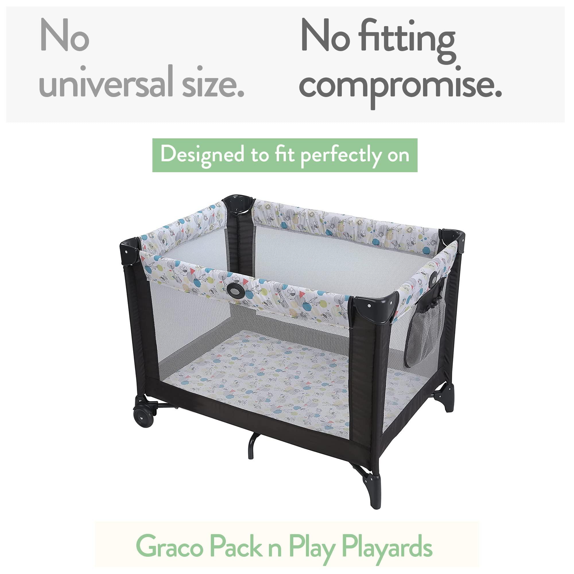 Joey + Joan Pack and Play Sheets Fitted Compatible with Graco Pack n Play Playard Crib and Other 27 x 39 Inch Playpen Mattress Snuggly Soft 100% Jersey Cotton 2 Pack Play Yard Sheet Set for Boys & Girls