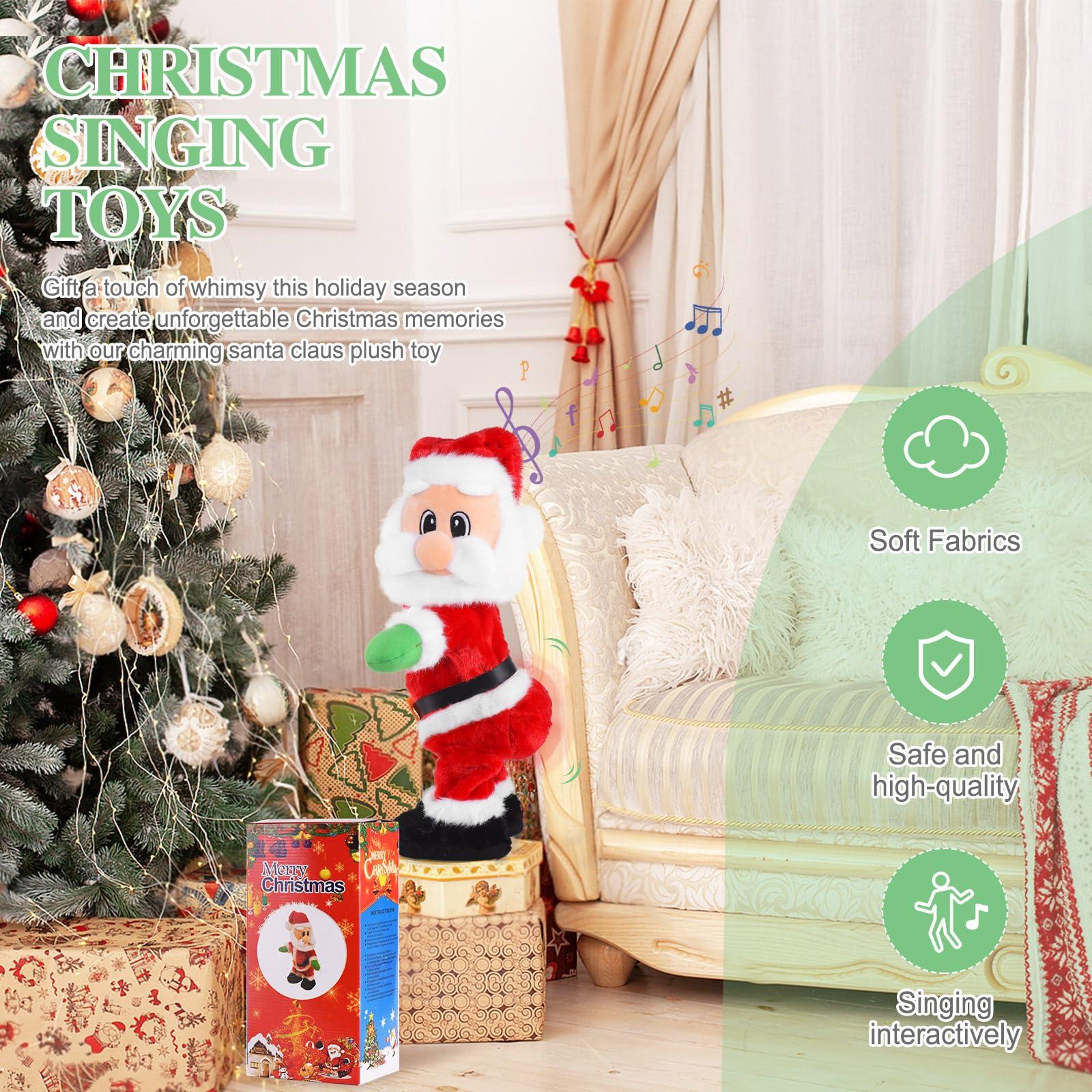 Gfilay Gfilay Twerking Santa Claus - Dancing Electric Christmas Stuffed Plush Doll Singing English Song Xmas Santa Toys for Kids