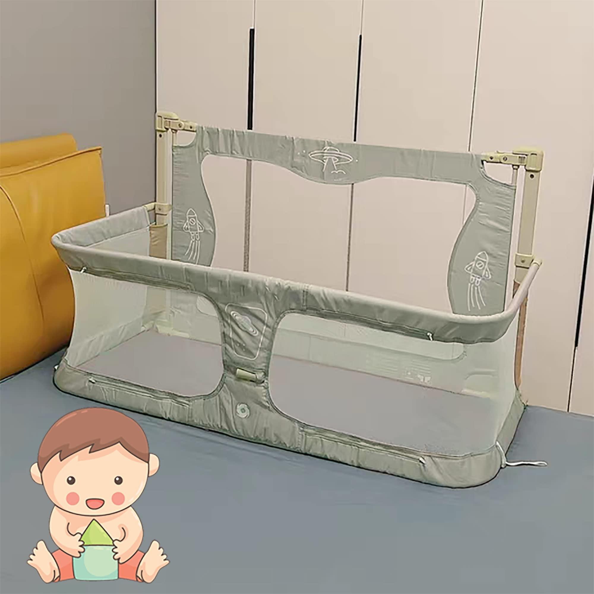 SADRIM 3 In 1 Baby Bedside Sleeper,Co Baby sleeper In Bed,Portable Crib,breathable And Visible Mesh Window, Soft Washable Liner Cover,Easy To Assemble Cradle Sleeper Stationary,bed In Bed ( Color : Light gre