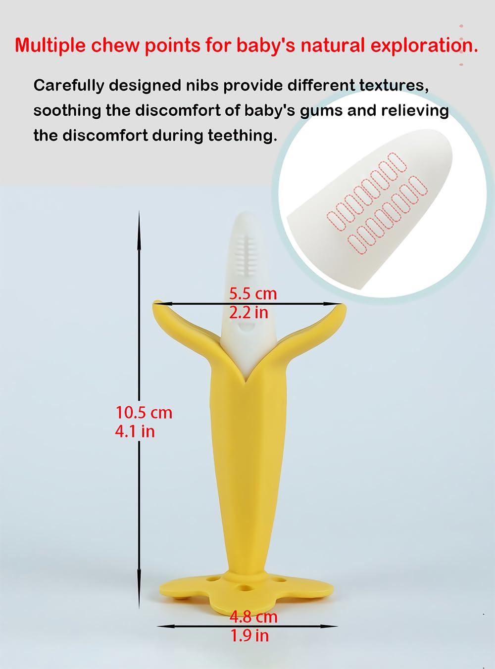 Dupad story Banana Teether, Self-Soothing Pain Relief Soft Silicone Train Teething Toy, Baby Teether for Babies,Toddlers, Infants, BPA Free, Soothes Babies Sore Gums