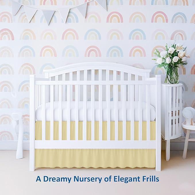 Silentnight 100% Egyptian Cotton, Nursery Crib Toddler (28" x 52" x 14") 800 Thread Count Crib Skirt Dust Ruffle, Bedding Skirts for Baby Boys or Girls, 14" Drop, Ivory Solid