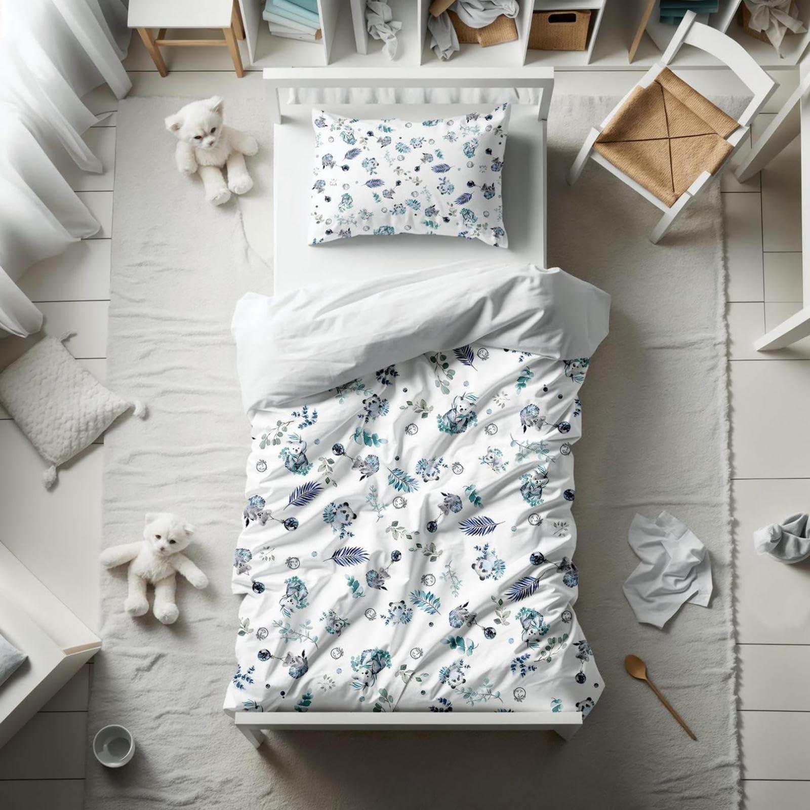 UEUEAE UEUEAE White Koala Kids and Baby Bedding Set, Koala Bears and Eucalyptus Soft Cotton Nursery Duvet Cover and Pillow Case Toddler Bedding 245x210cm(96"x83")