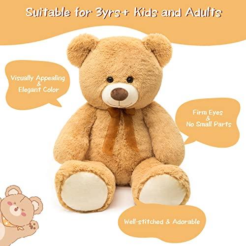 DOLDOA DOLDOA Giant Teddy Bear Soft Stuffed Animals Plush Big Bear Toy for Kids, Girlfriend 35.4 inch (Tan)