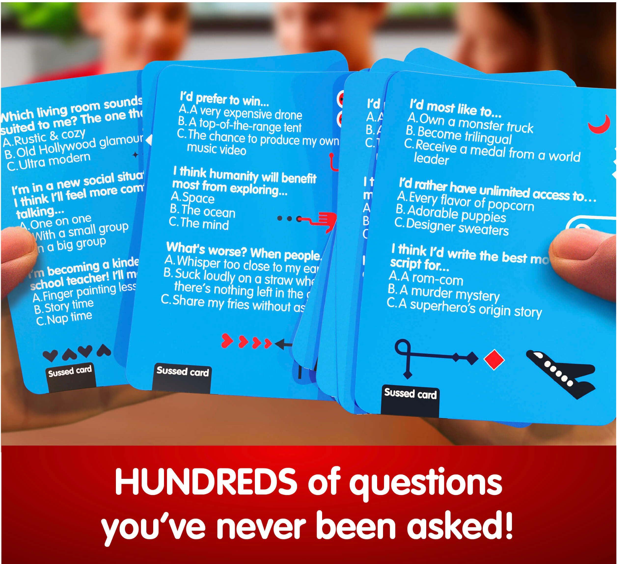 SUSSED SUSSED The Wacky What Would I Do? Card Game - Stocking Stuffer for Teens, Boys, Girls - Social Fun for Kids Ages 10+ & Adults - Great Conversation Starter - Cool Blue Deck