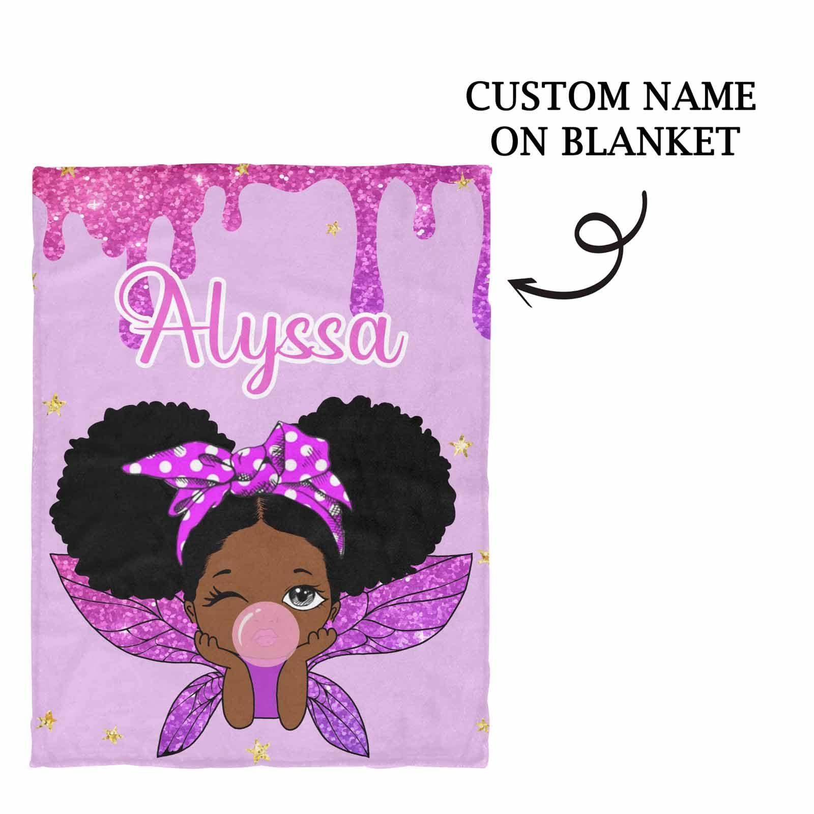 YESCUSTOM YESCUSTOM Personalized American African Girl Throw Blanket for Girls Babies Kids Boys, Custom Black Girl Blankets with Name Baby Blanket Gift for New Mother Toddler Daycare Nursery School