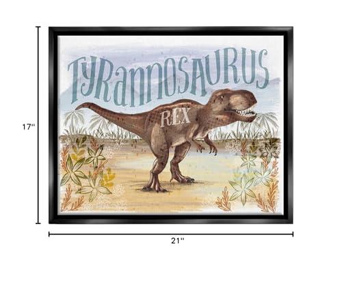 Stupell Industries Stupell Industries T-Rex in Nature Framed Floater Canvas Wall Art by Raquel Maciel