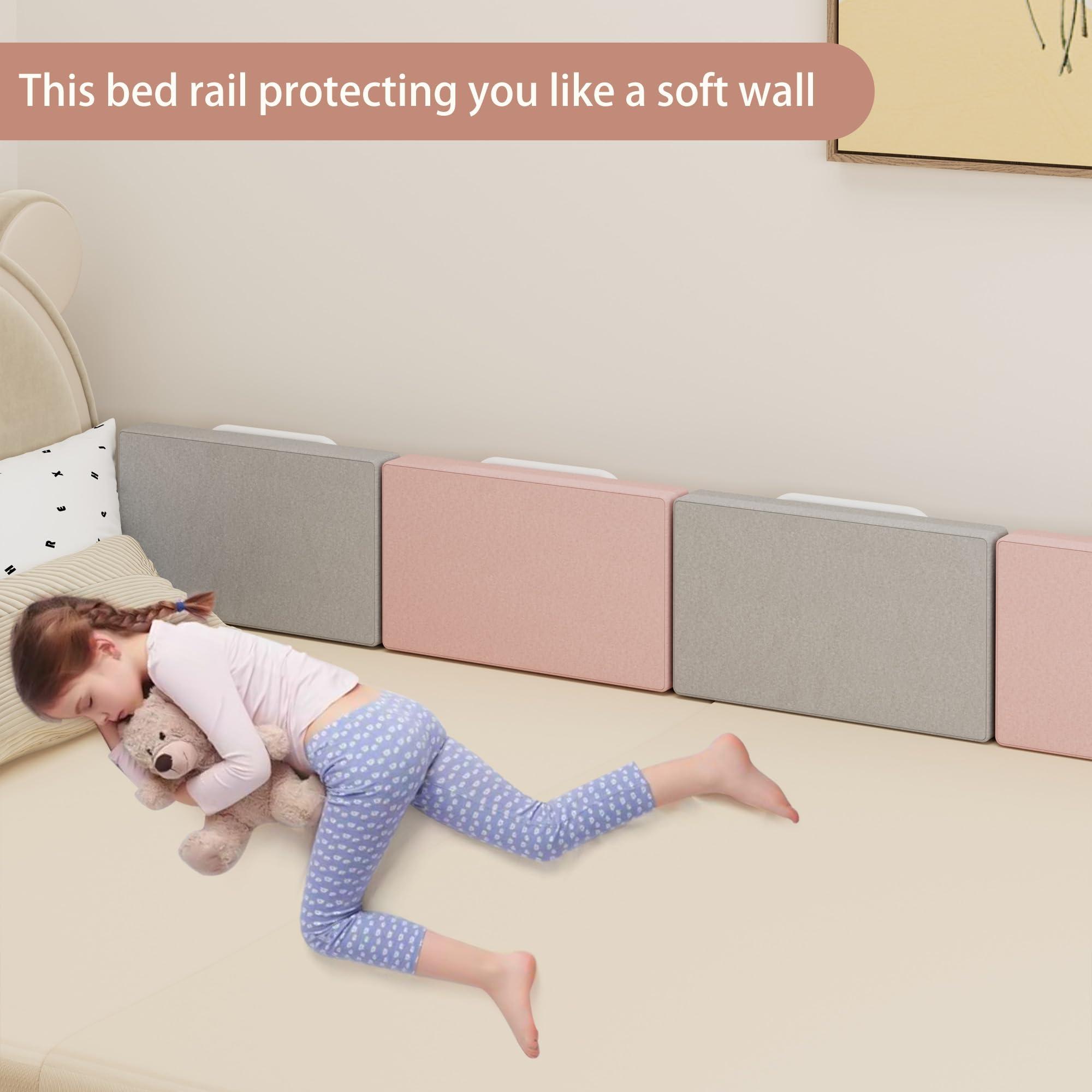 OCBAiLi Bed Rail, Bed Rail Guards for Toddlers, Kid, Adult, Bed Rails for Full, Queen, King, Twin, Bunk Beds to Prevent Falls, Bed Side Rails Can be Flexibly Combined, Easy Installation (Pink, 2 Packs)