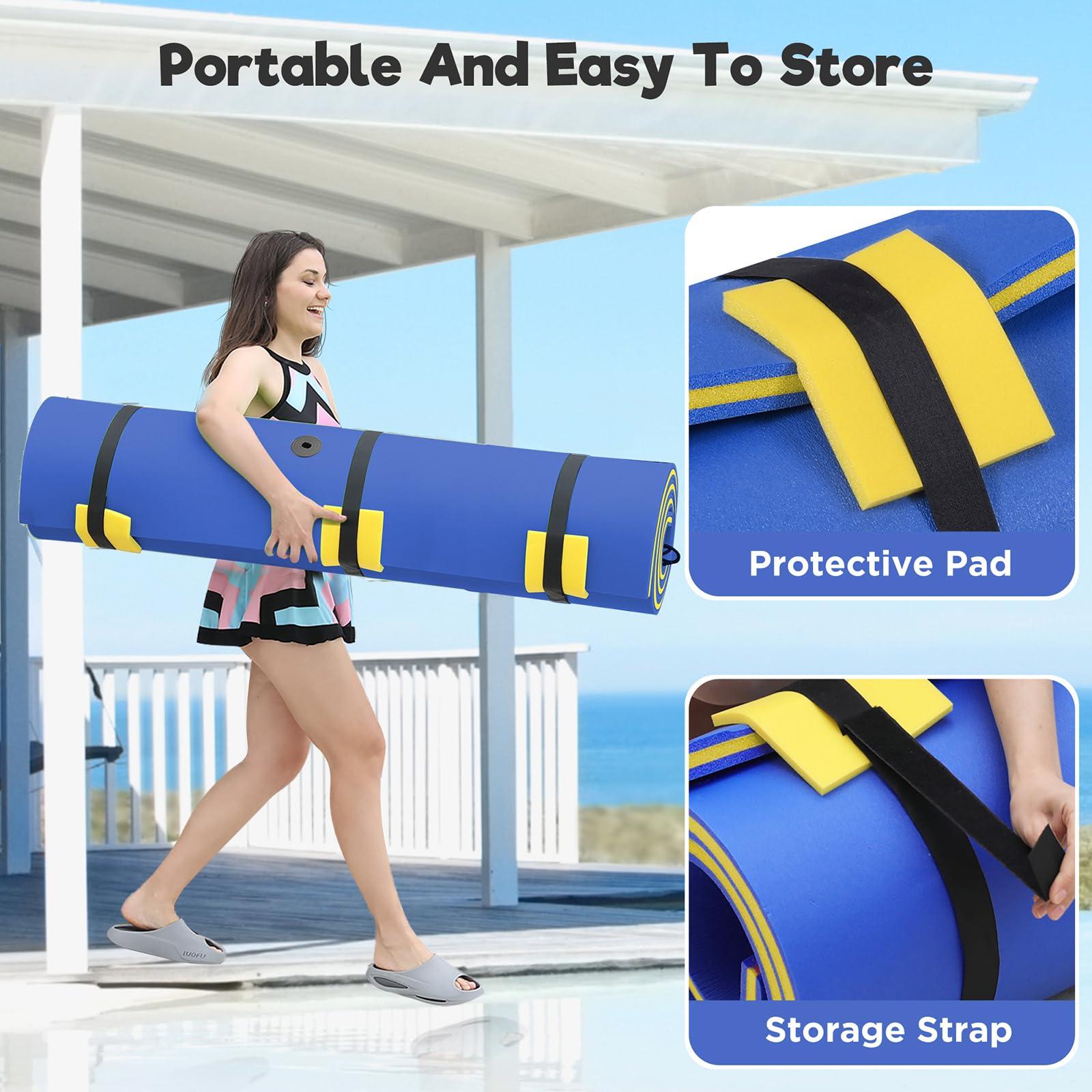 WARMOUNTS WARMOUNTS Water Floating Mat Foam Pad, 9x6FT Bouncy Tear-Resistant XPE Foam, Recreation and Relaxing for Pool Lake River Ocean Outdoor Water Activities