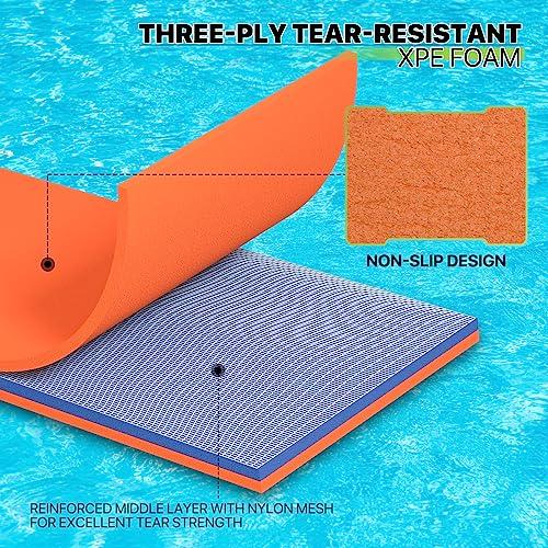 Magshion Magshion Lake Float for Adults 7x3 Ft XPE Foam Water Floating Pad for Beach, Ocean, Lake and Boating, High Density Float Pad with Elastic Cord and Storage Straps, Orange