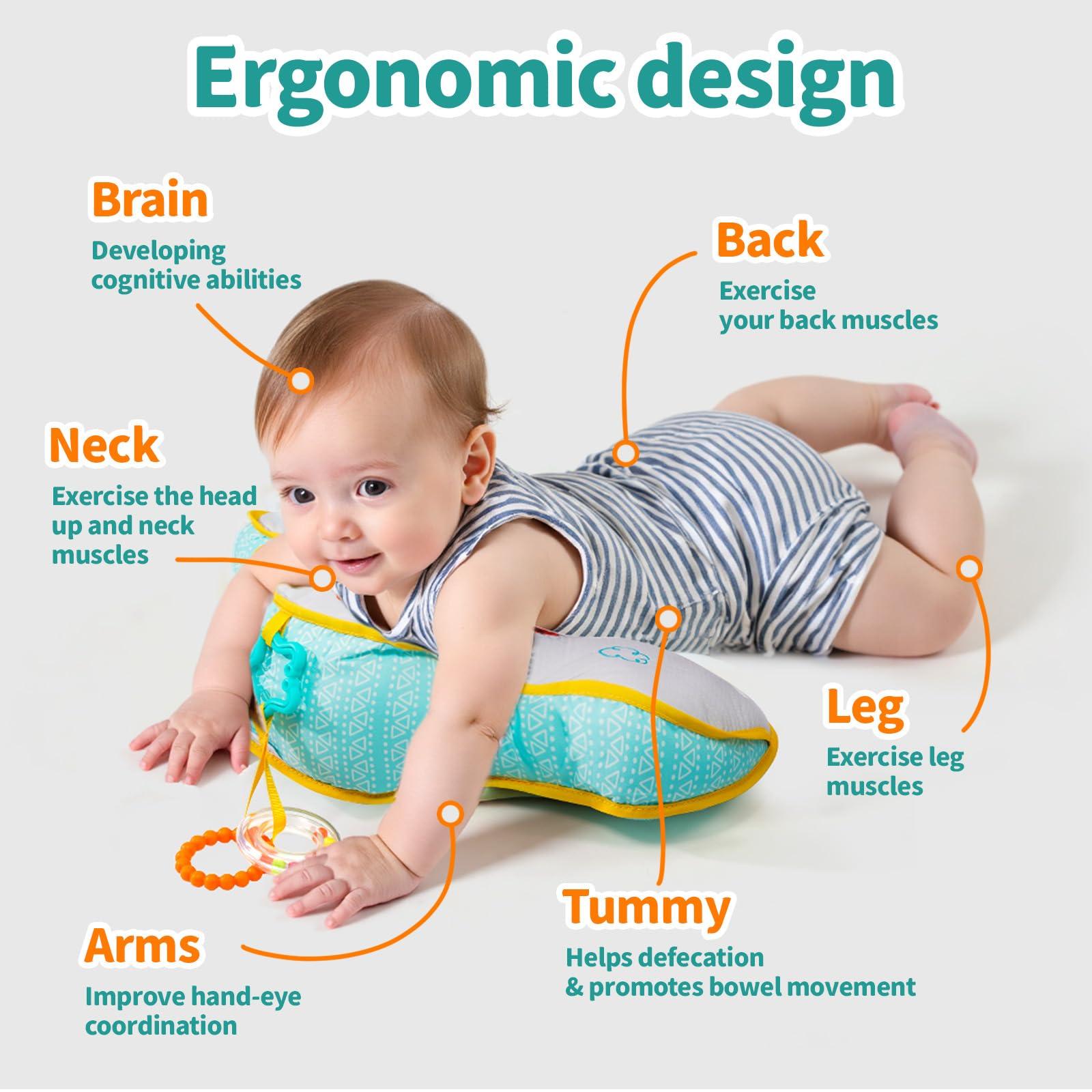 Koty Infants Tummy Time Pillow, Tummy Time Pillow for Babies, Montessori Sensory Crawling Toy for Newborn Tummy Time Toys 0-6 Months, Ergonomic Design for Easier Parenting development, Support Pillow Toys