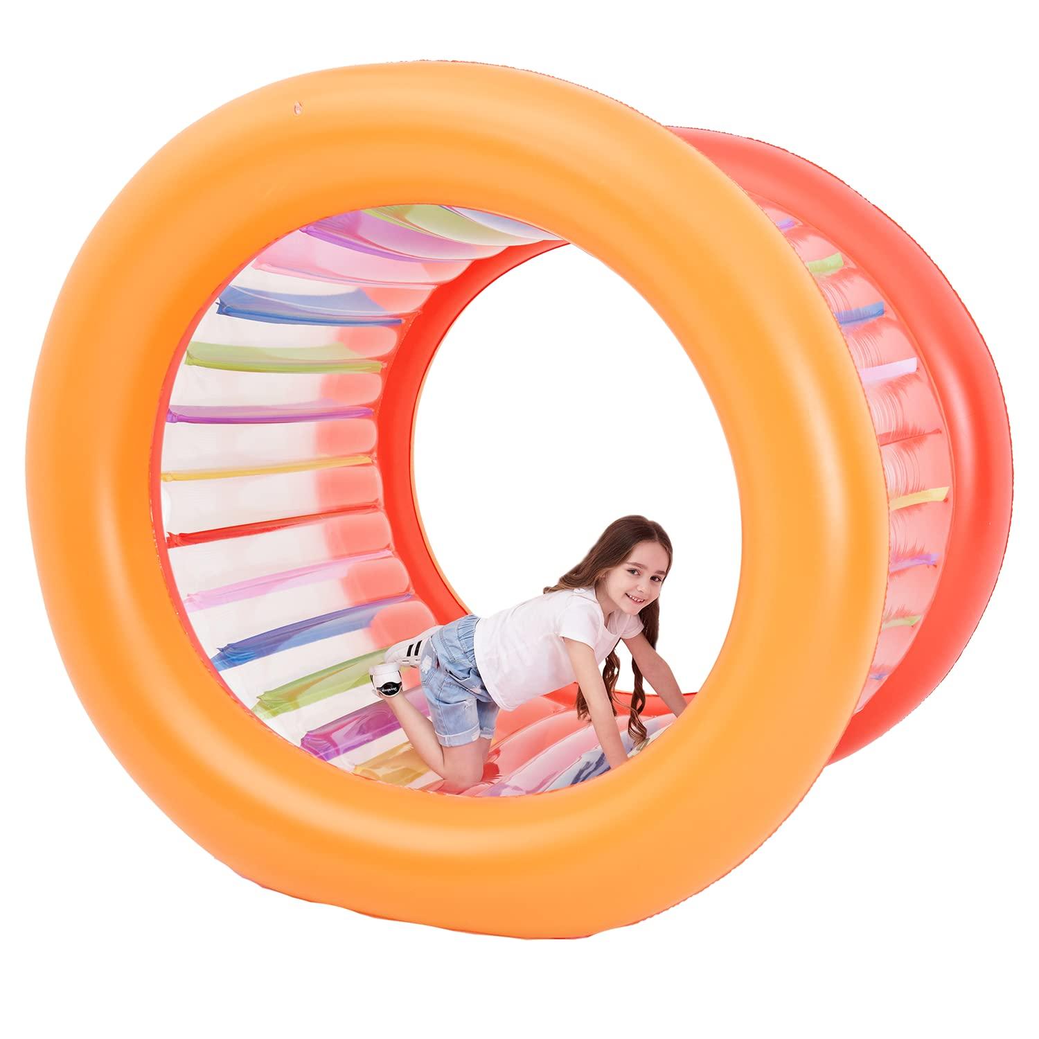 Tzsmat Tzsmat 73\" Diameter Inflatable Giant Colorful Rolling Wheel for Pool Outdoor Backyard Lawn