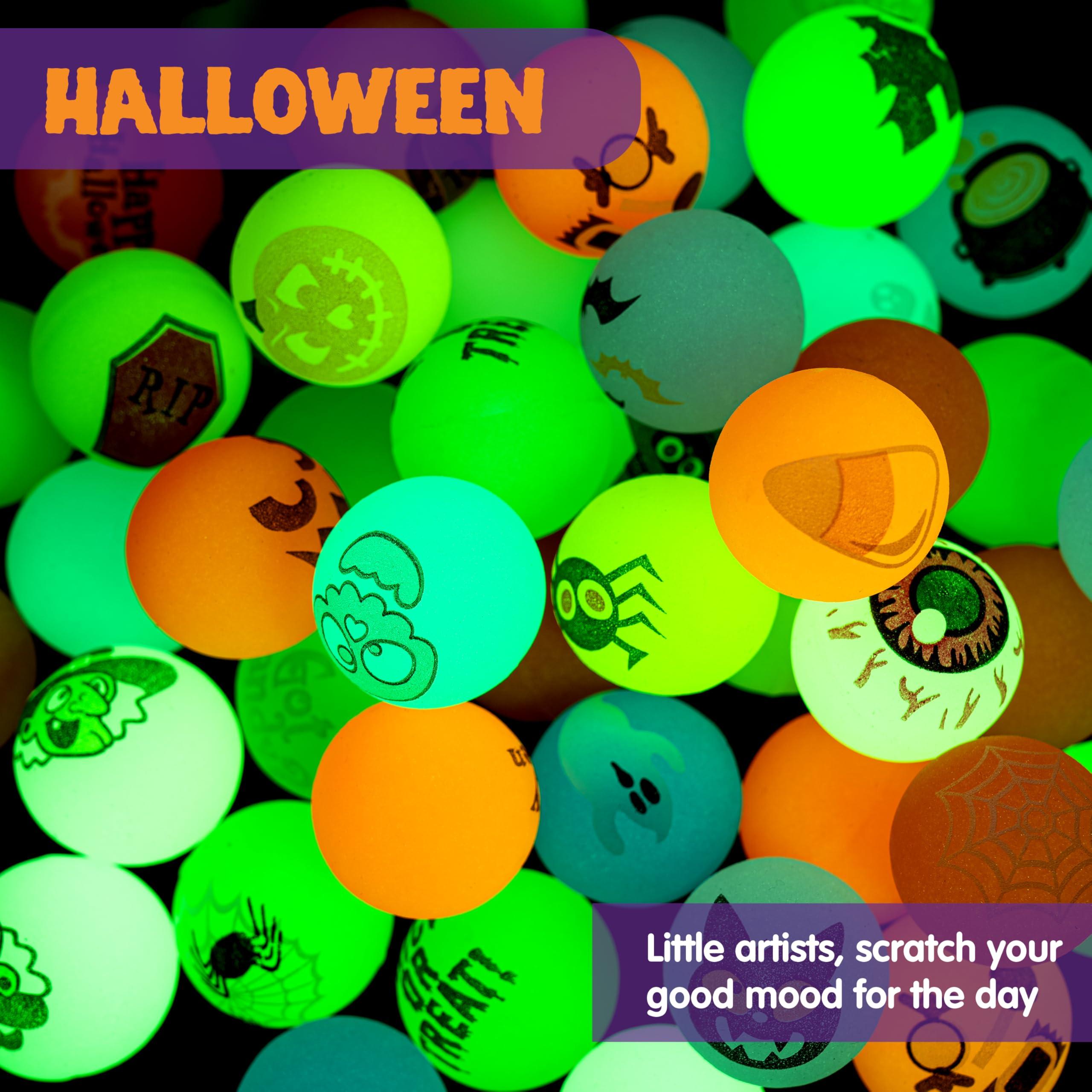 JOYIN JOYIN 24 PCS Glow Halloween Bouncing Balls, Glowing Bouncy Ball Halloween toys for Kids Gift, Halloween Party Favors Bounce Ball Goodie Bag Fillers, Trick or Treats Classroom Exchange Prizes