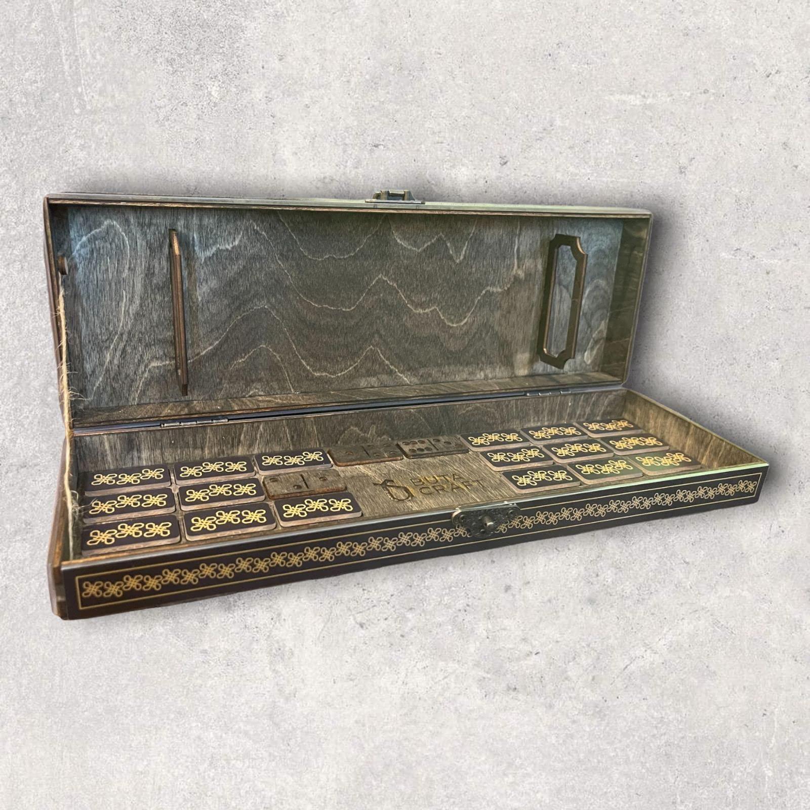 Generic Limited Edition Hand-Made Craft Wood Dominoes for Adult and Kids with Wood Case by Buta Craft