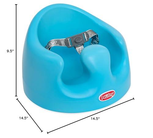 Nuby Nuby My Floor Seat - Portable Baby Chair with Soft Foam Cushion, Safety Harness, and High Back Design - 4+ Months - Blue