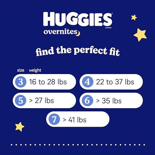 HUGGIES Huggies Size 3 Overnites Baby Diapers: Overnight Diapers, Size 3 (16-28 lbs), 132 Ct (2 Packs of 66)