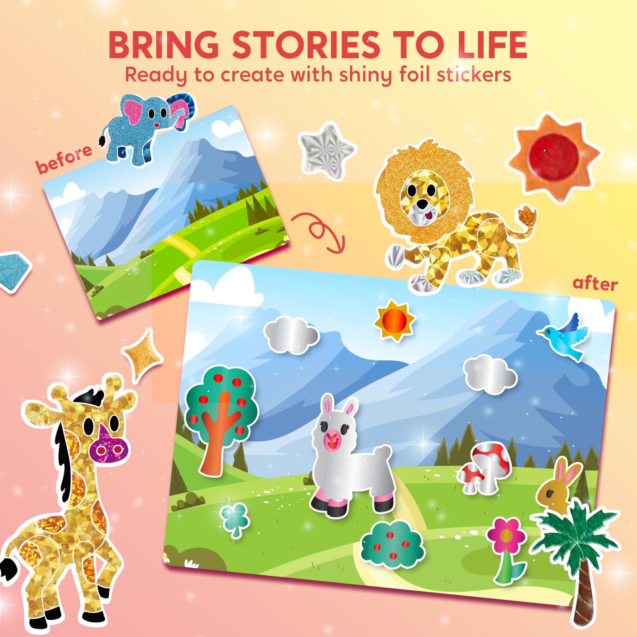 Klever Kits Klever Kits Foil Art Kit for Kids - Arts & Crafts Supplies, Mess Free Coloring, Animal Foil Foam Stickers, Creative Travel Toys, Birthday Gifts for Boys & Girls Ages 4 and Up