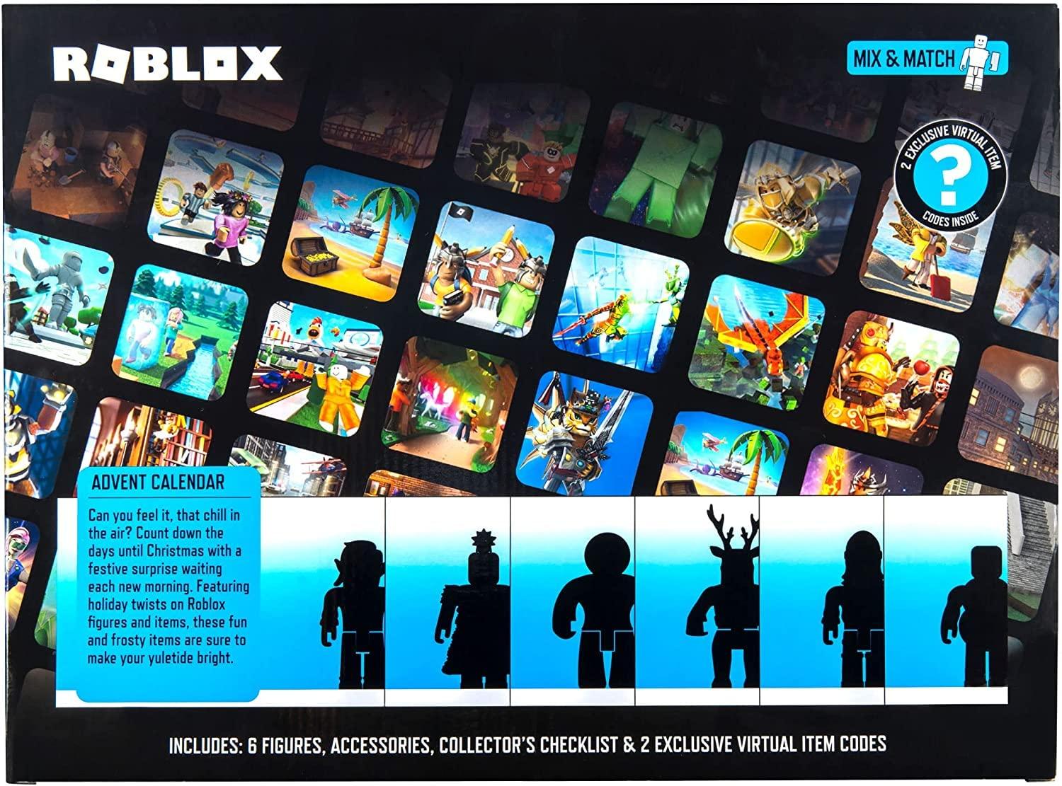 Roblox Roblox 2024 Holiday Advent Calendar for Kids, 24 Day Gift Playset - Toy Set Includes 6 Figures, 18 Accessories, 2 Redeemable Codes & More - 30 Pieces Total - Christmas Gift for Boys & Girls Ages 6+