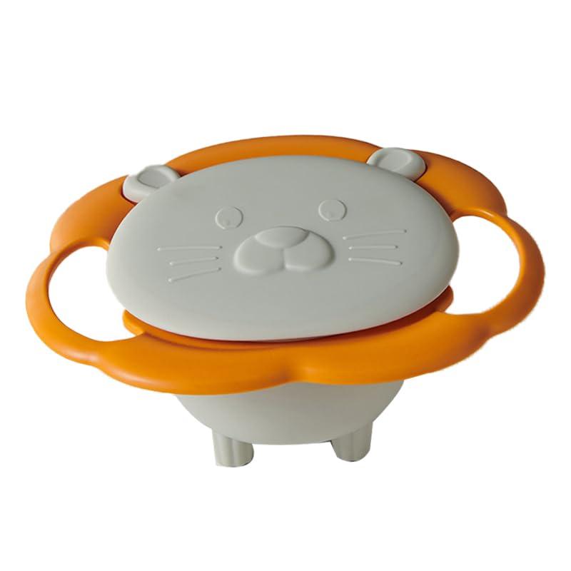 Airshi Spill Bowl 360 Degree Rotation Shatter Resistant Magic Bowl for Outdoor Home for Toddlers (White)