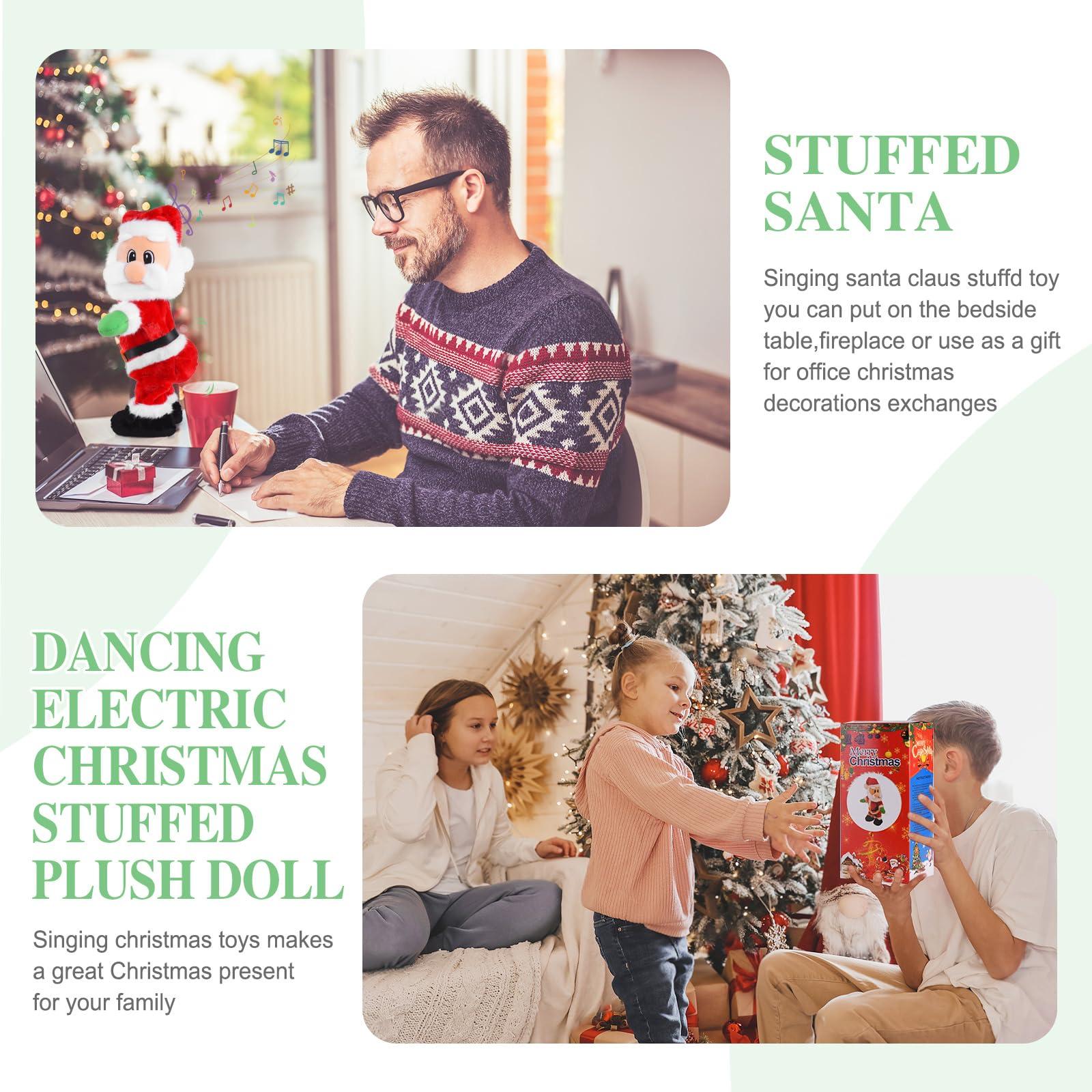 Gfilay Gfilay Twerking Santa Claus - Dancing Electric Christmas Stuffed Plush Doll Singing English Song Xmas Santa Toys for Kids