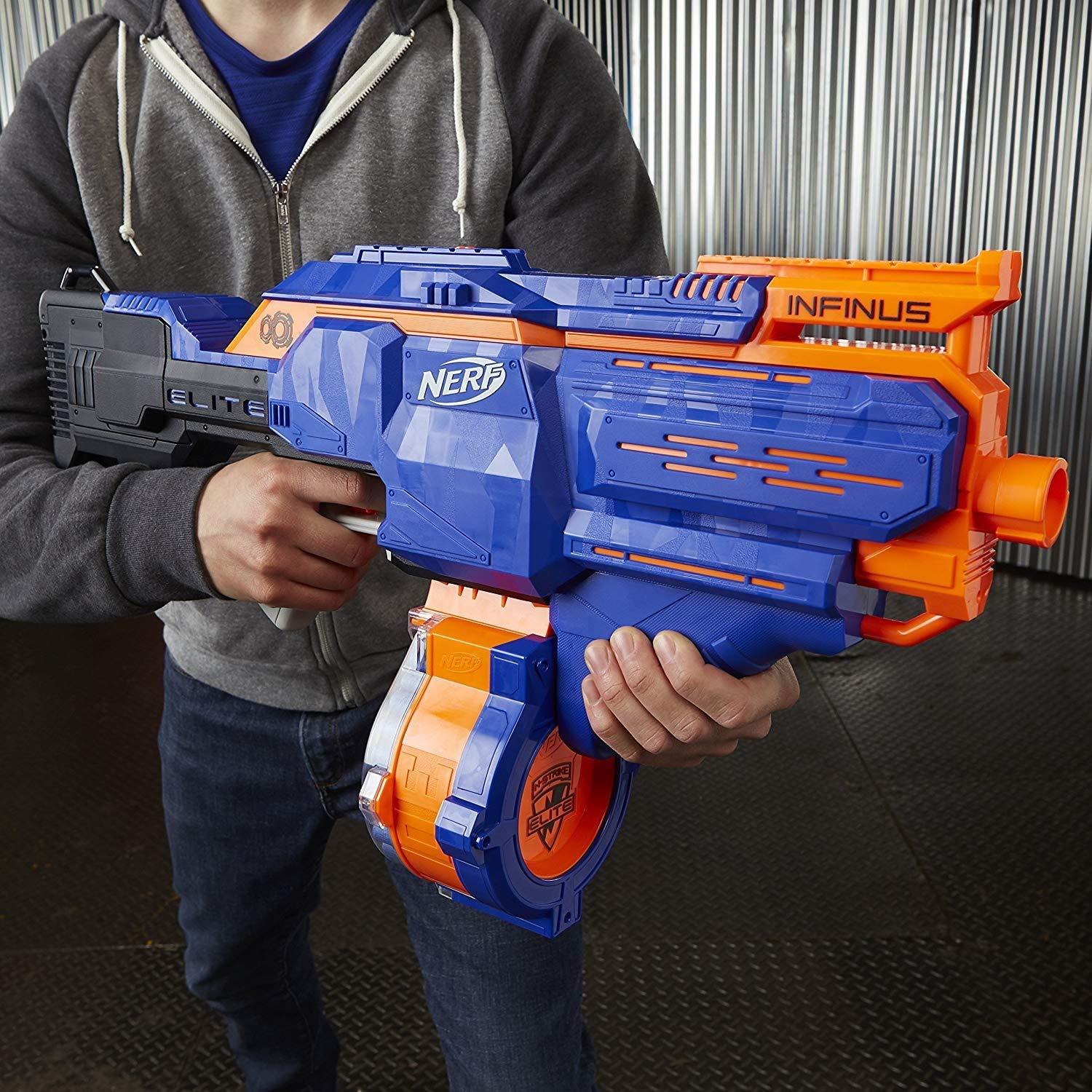 NERF NERF Infinus N-Strike Elite Toy Motorized Blaster with Speed-Load Technology (FFP), Brown